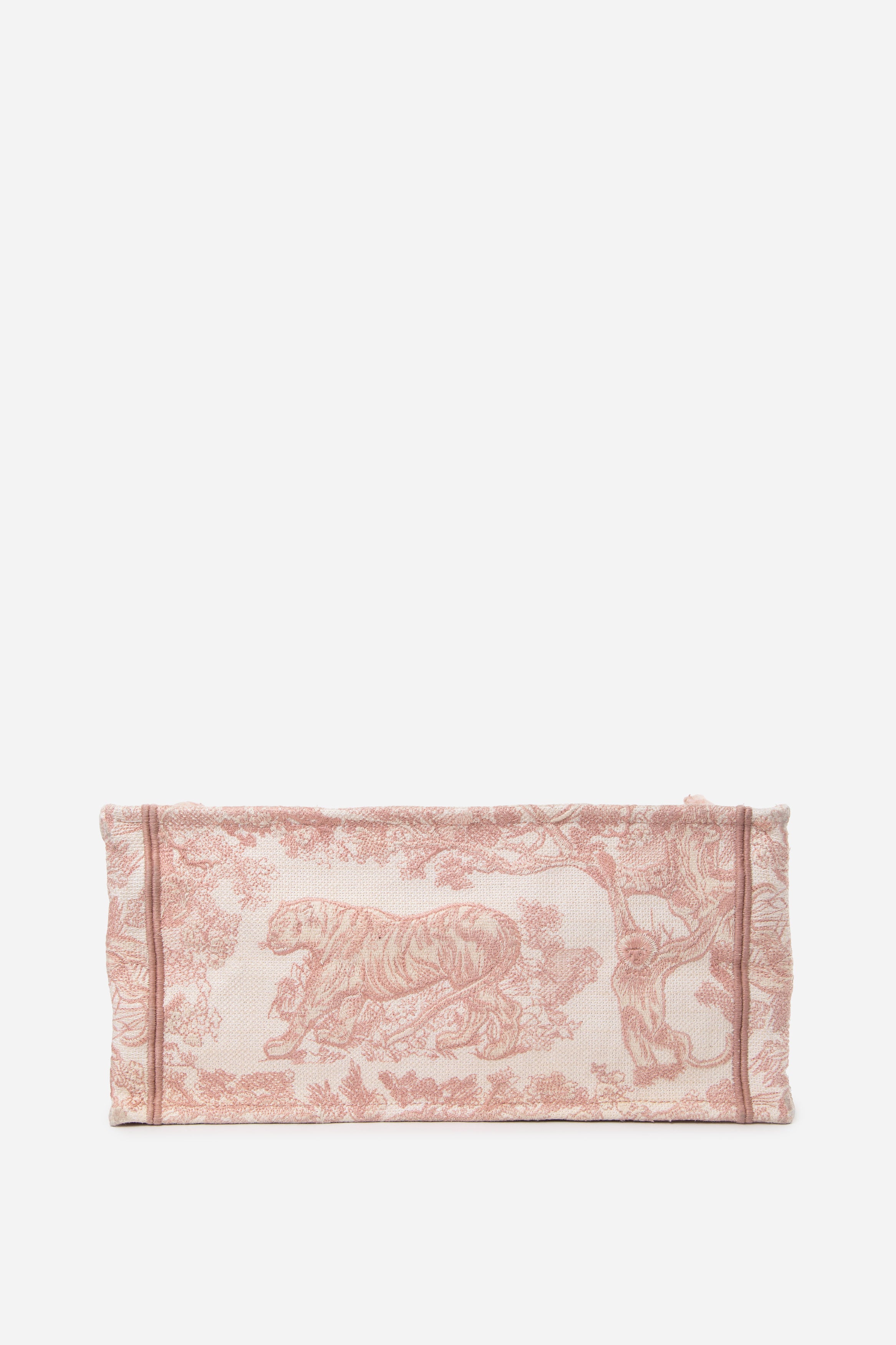 Dior 2020 Ecru and Pink Canvas Medium Toile de Jouy Dior Book Tote Bag