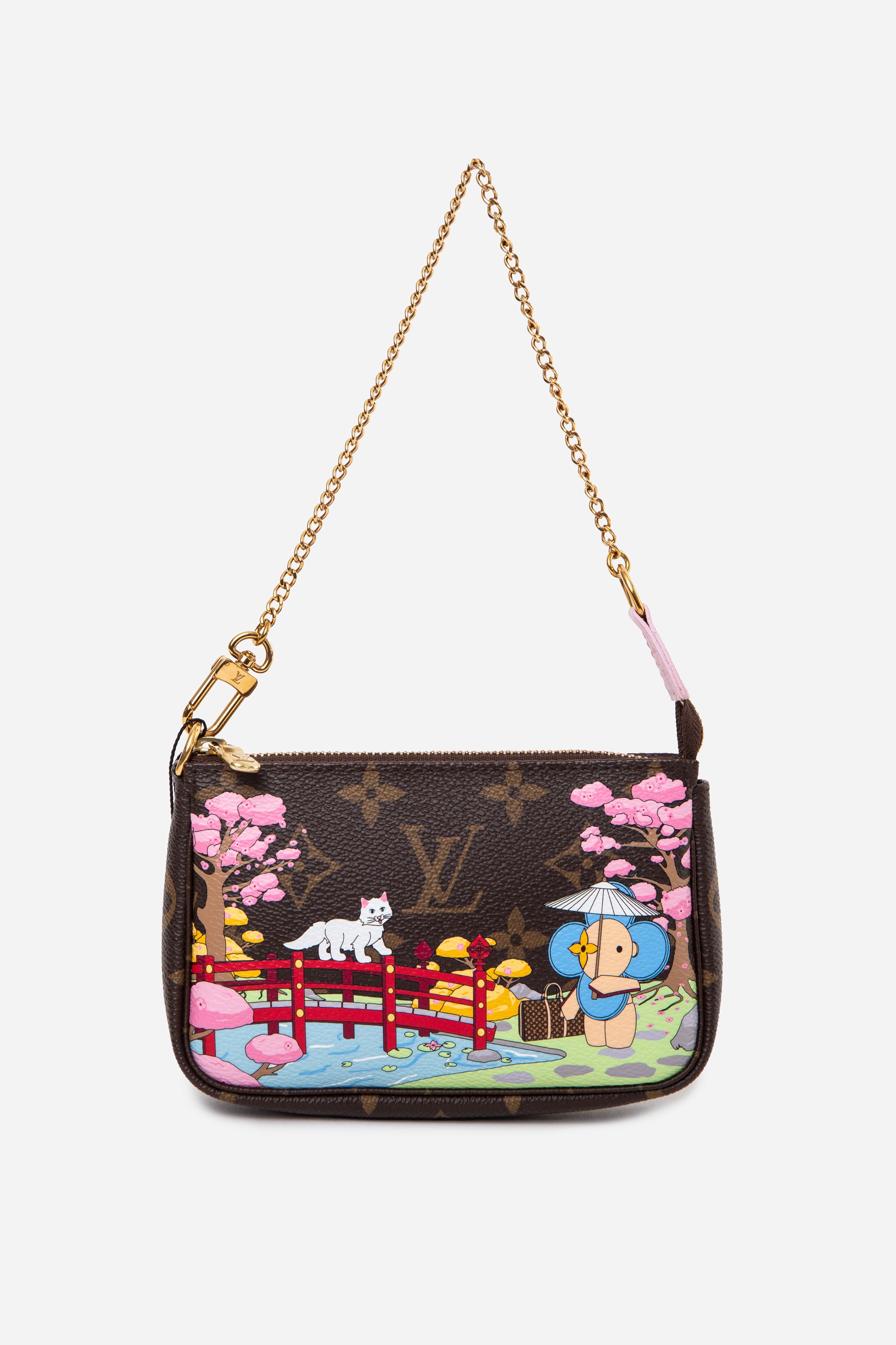 Louis Vuitton Monogram 2021 Christmas Animation Japanese Garden Mini Pochette Accessories Wisteria Pink