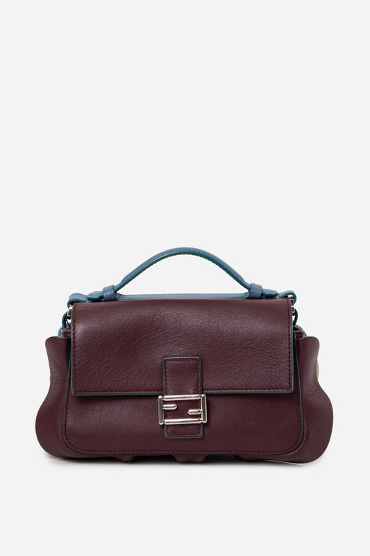 Fendi Tri-Color Vitello Dolce Wave Double Baguette Crossbody Bag