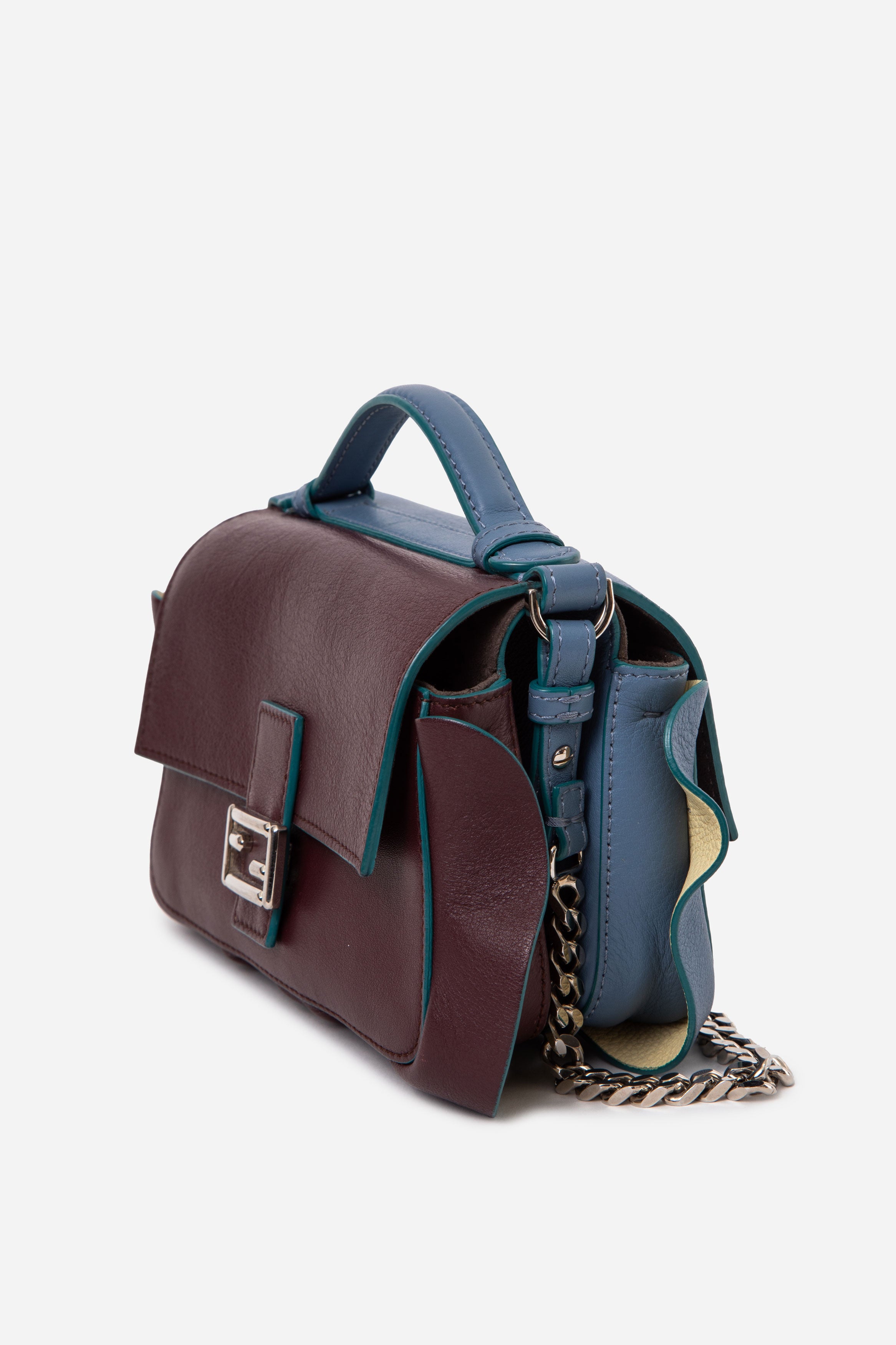 Fendi Tri-Color Vitello Dolce Wave Double Baguette Crossbody Bag