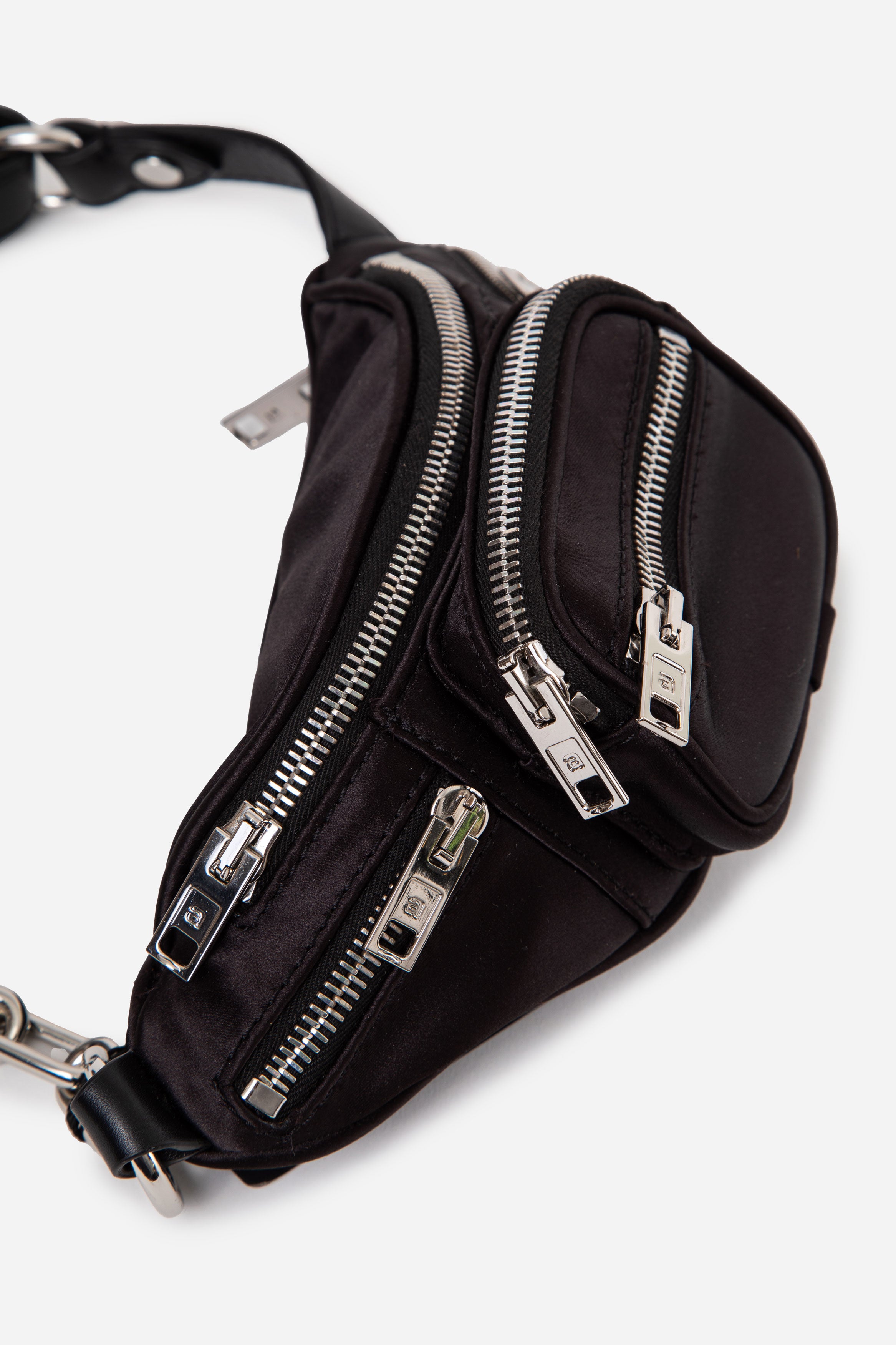Alexander Wang Black Satin Attica Mini Belt Bag