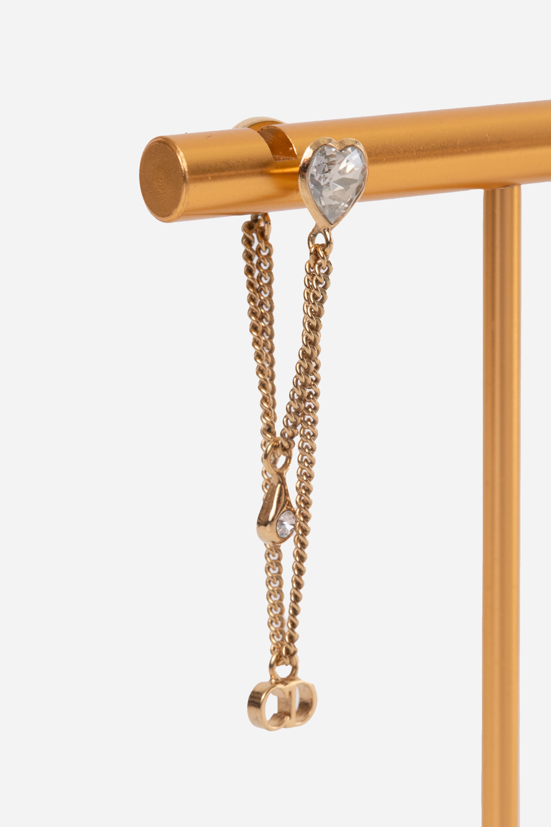 Dior Gold-Tone Star Crystal Drop Chain Earrings