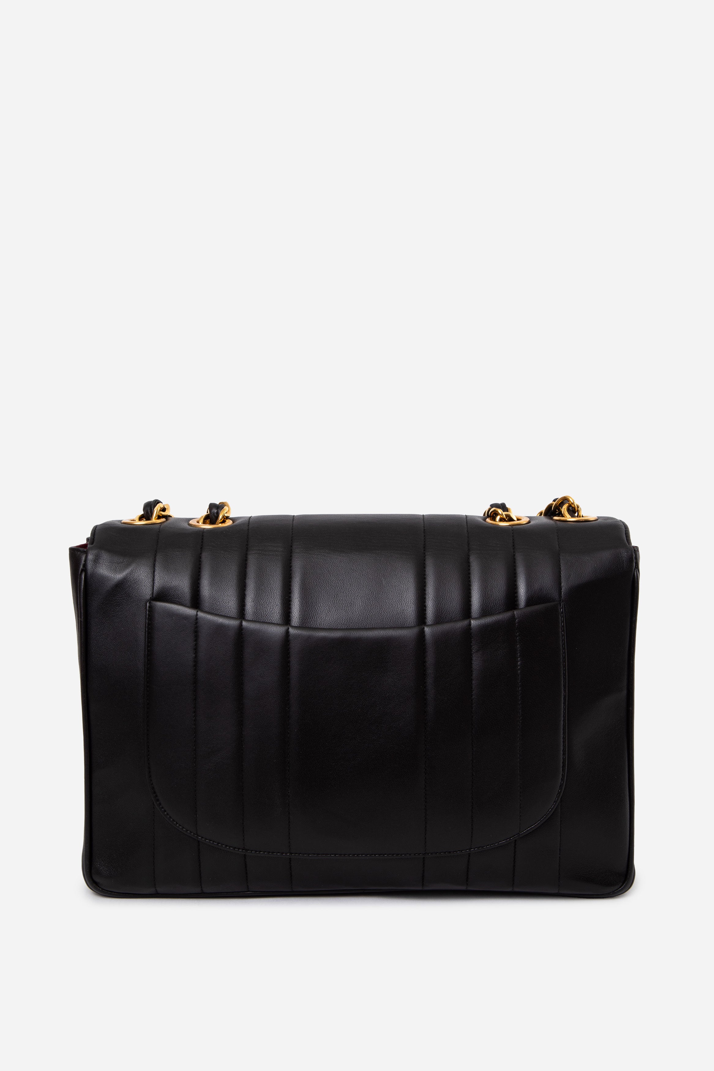 Pre-Owned Chanel 1994-1996 Black Lambskin Vertical Jumbo Flap Bag