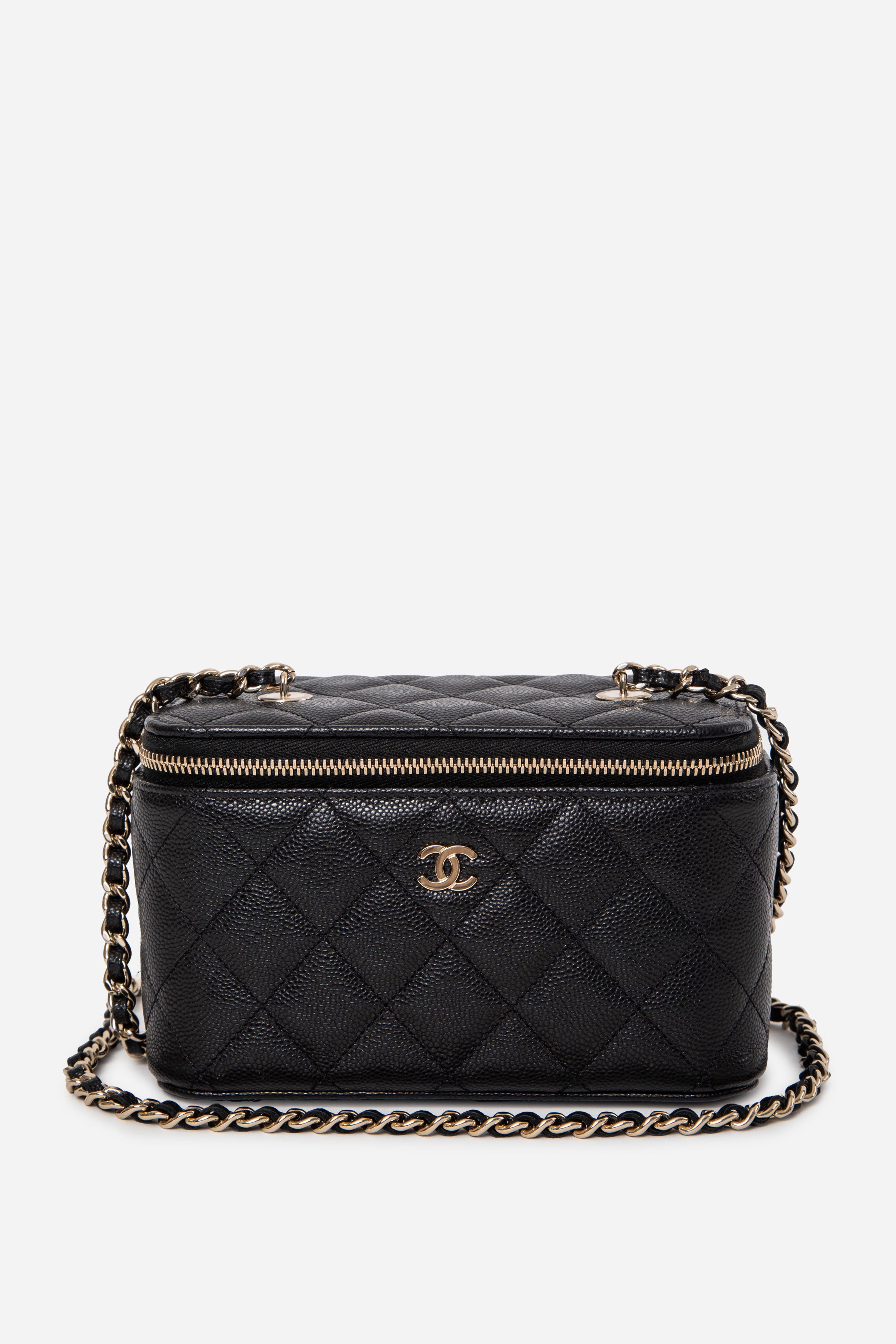 Pre-Owned Chanel 2023-2024 Caviar Long Vanity Case Crossbody