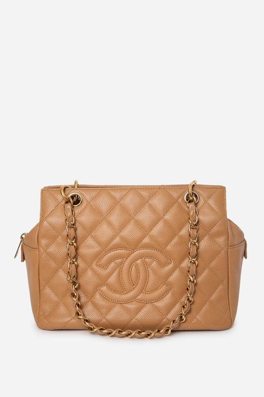 Pre-Owned Chanel Beige Caviar Petit Timeless Tote Bag