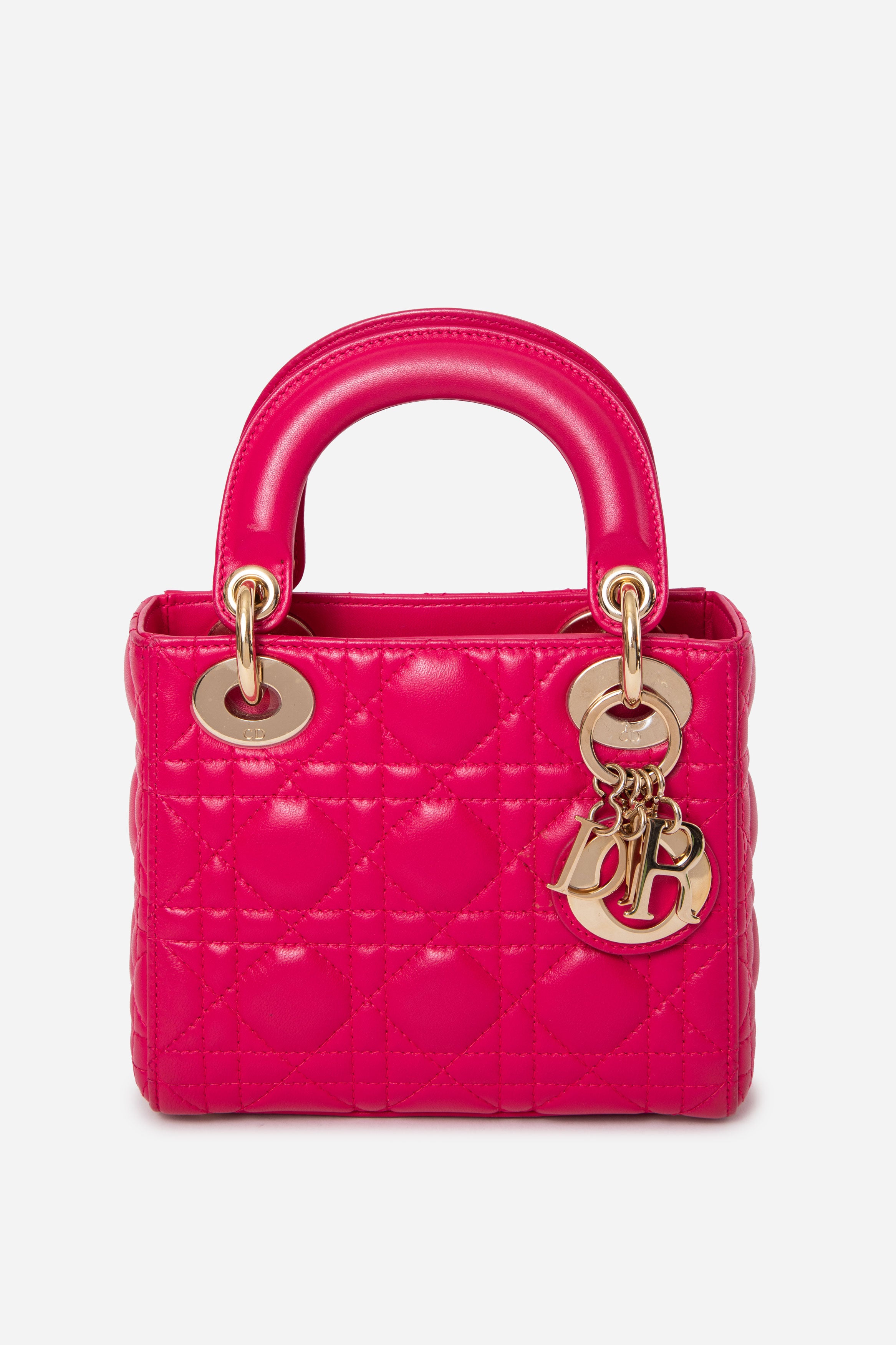 Christian Dior 2013 Pink Lambskin Small Mini Lady Dior Handbag