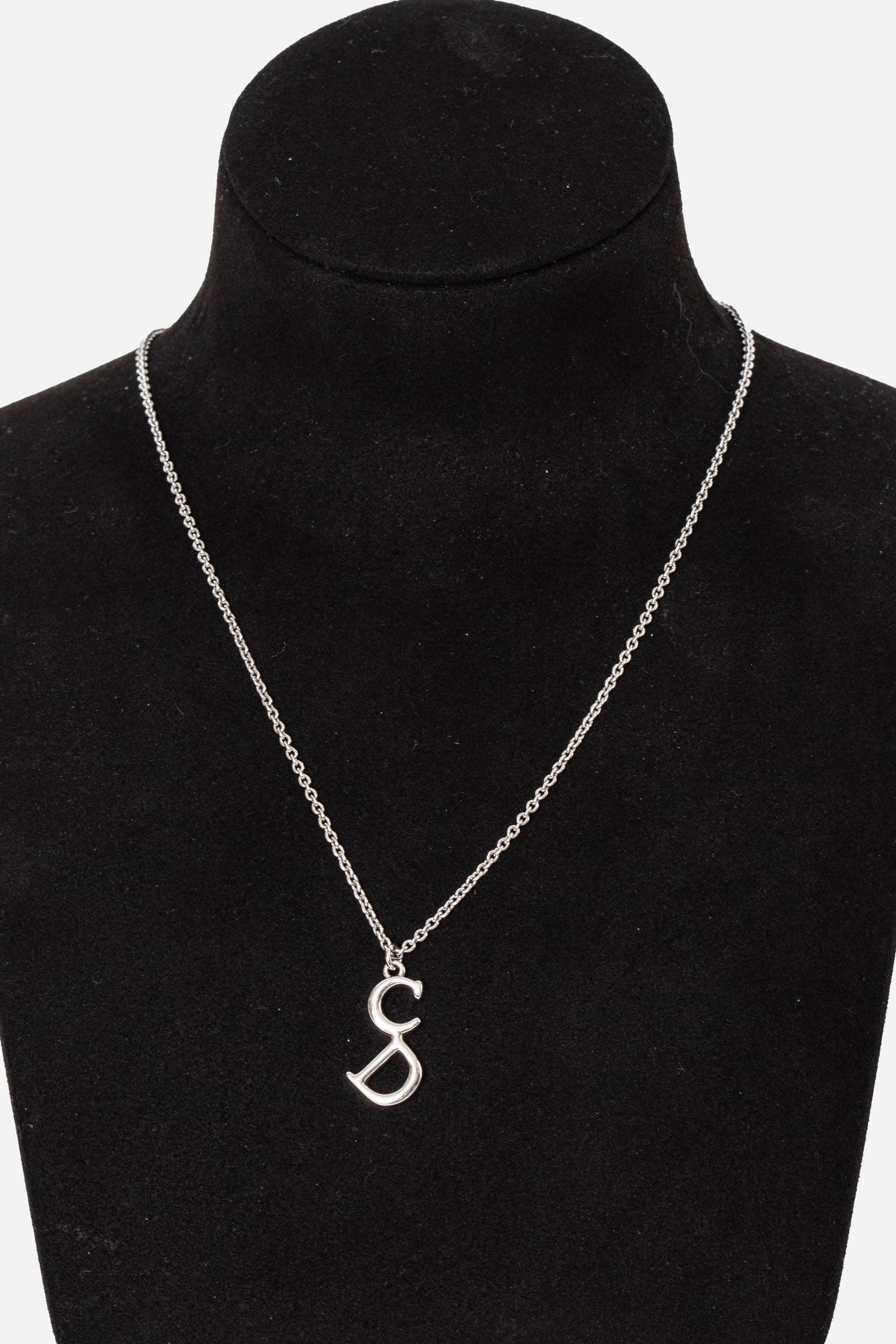 Dior Vintage Silver-Tone CD Logo Necklace