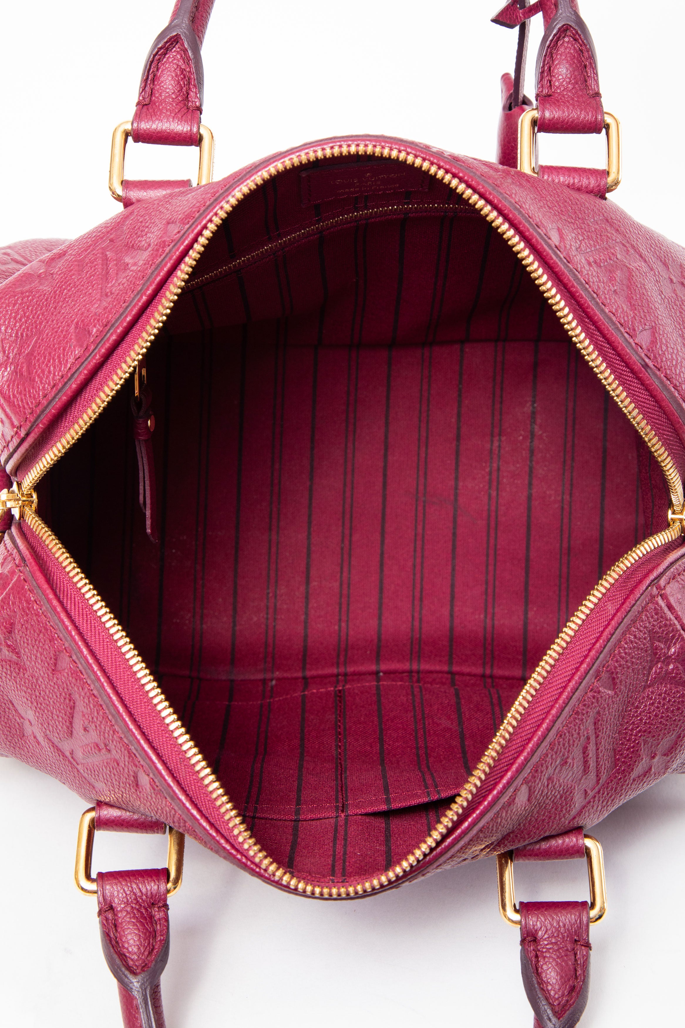 Louis Vuitton 2013 Aurore Monogram Empreinte Leather Speedy Bandouliere 25