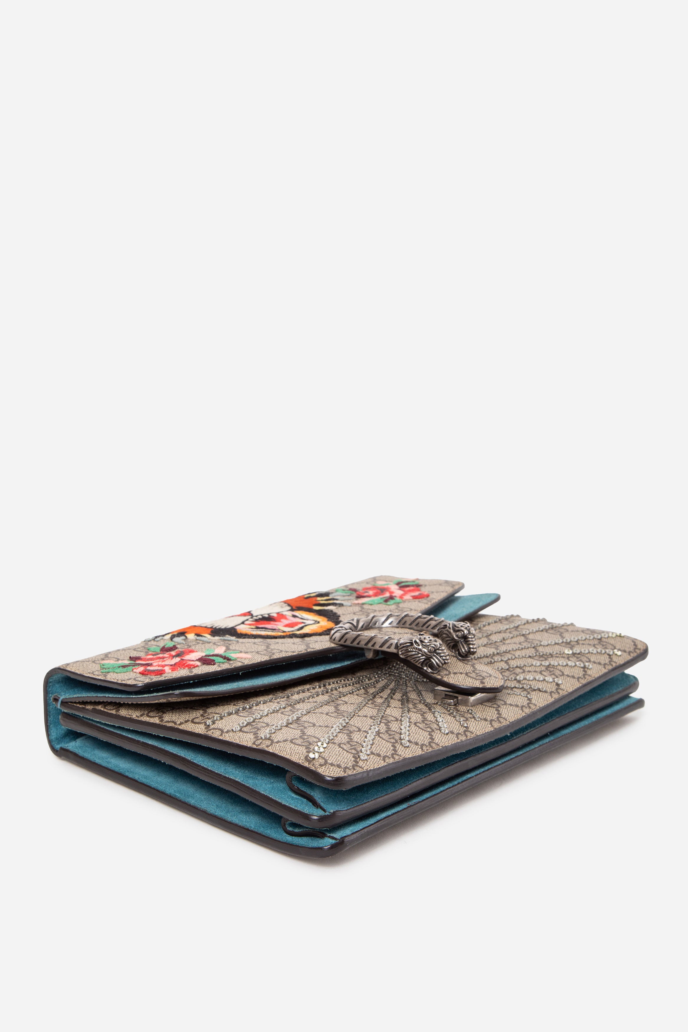 Gucci Medium Dionysus GG Supreme Embroidered Tiger Shoulder Bag
