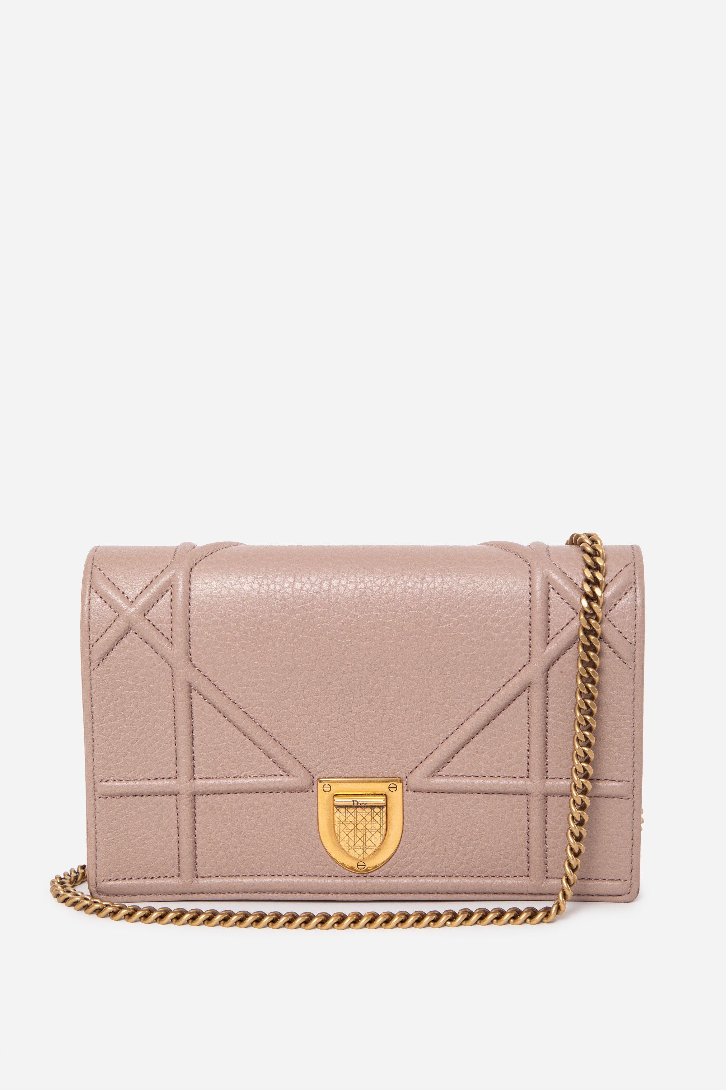 Dior 2017 Nude Calfskin Diorama Wallet On Chain