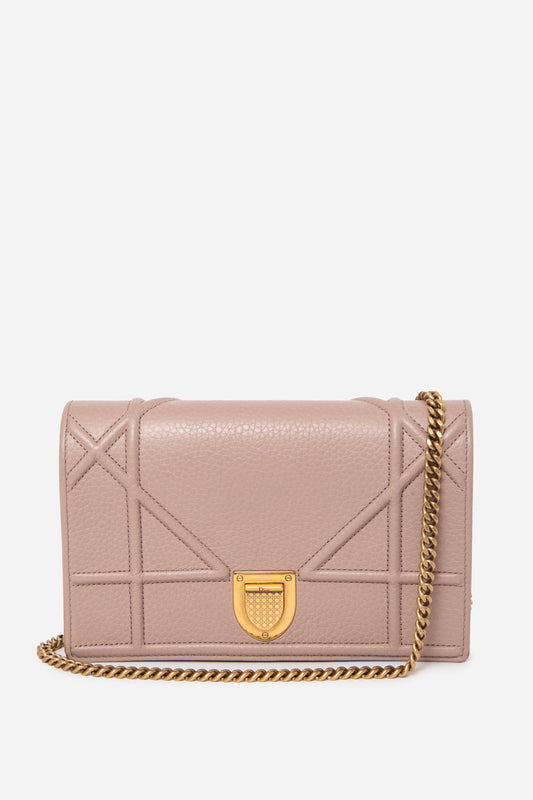 Dior 2017 Nude Calfskin Diorama Wallet On Chain