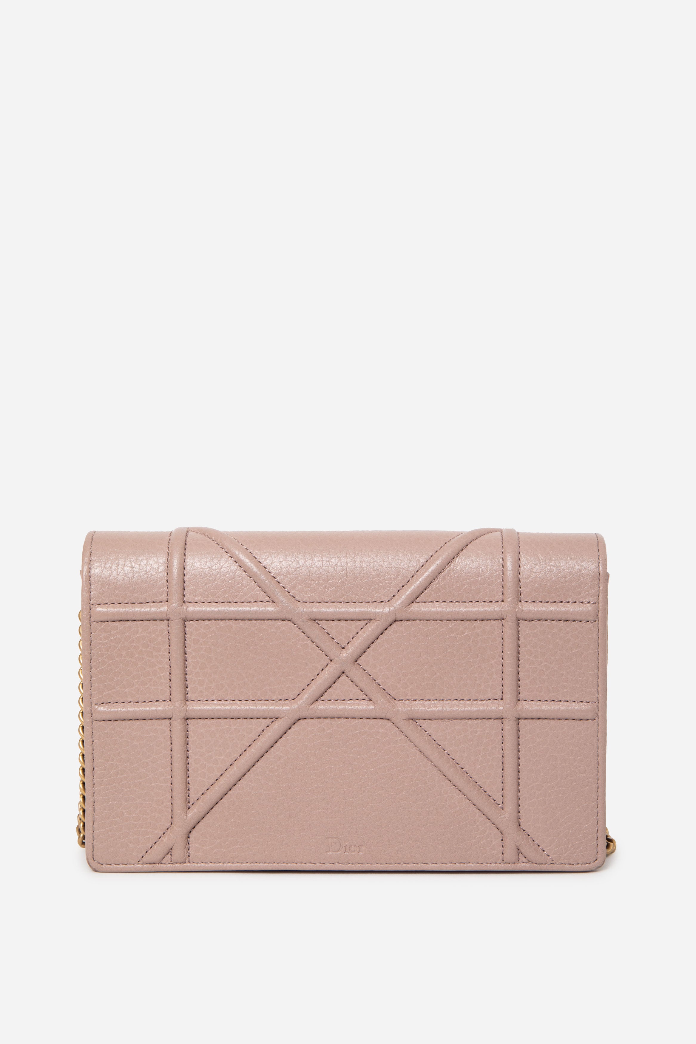 Dior 2017 Nude Calfskin Diorama Wallet On Chain