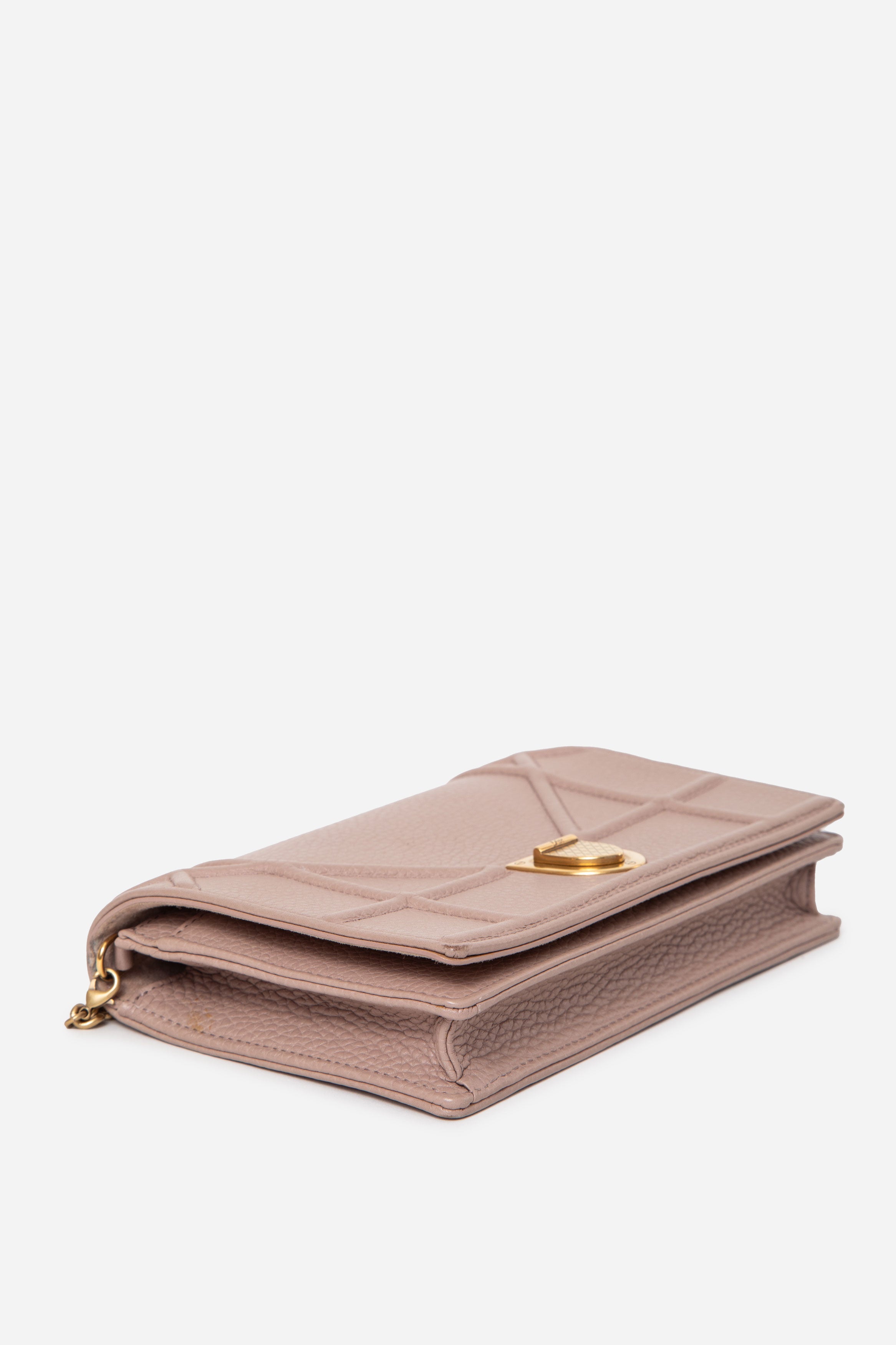 Dior 2017 Nude Calfskin Diorama Wallet On Chain