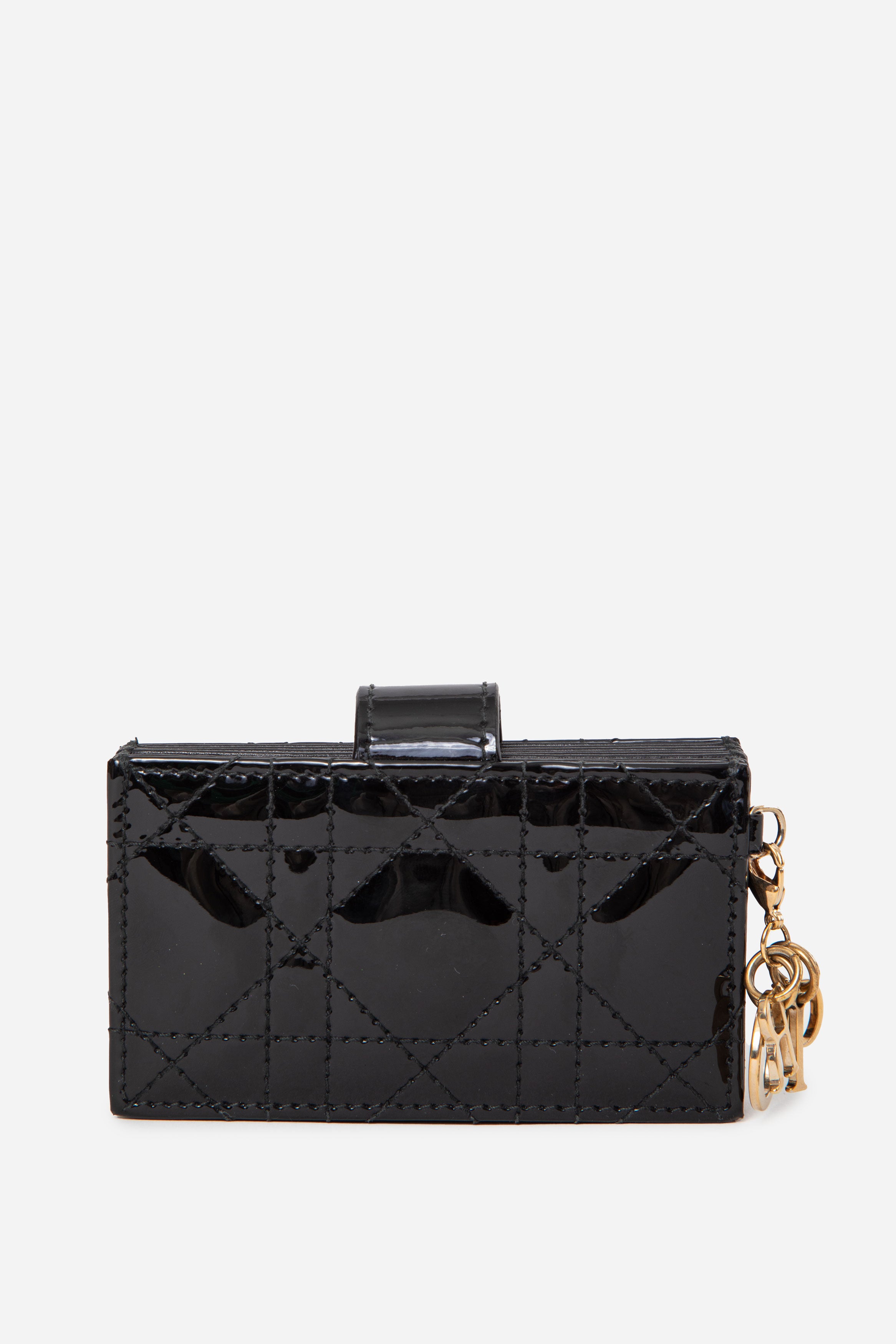 Dior 2017 Black Patent Cannage Calfskin Lady Dior Jasmine Card Holder