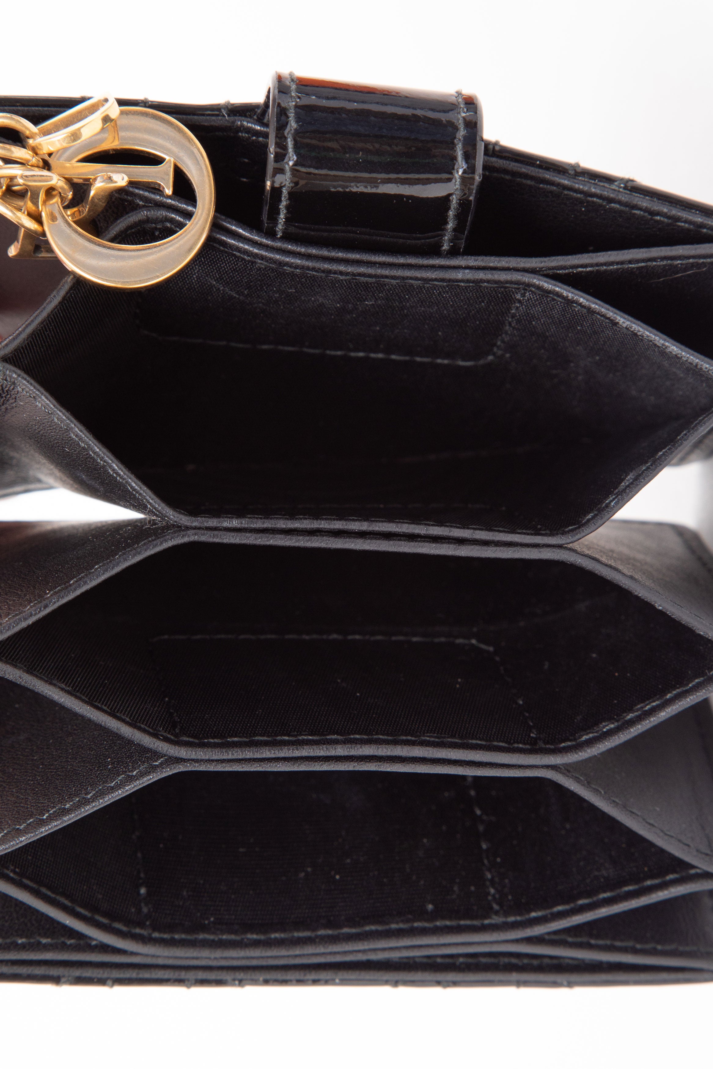 Dior 2017 Black Patent Cannage Calfskin Lady Dior Jasmine Card Holder