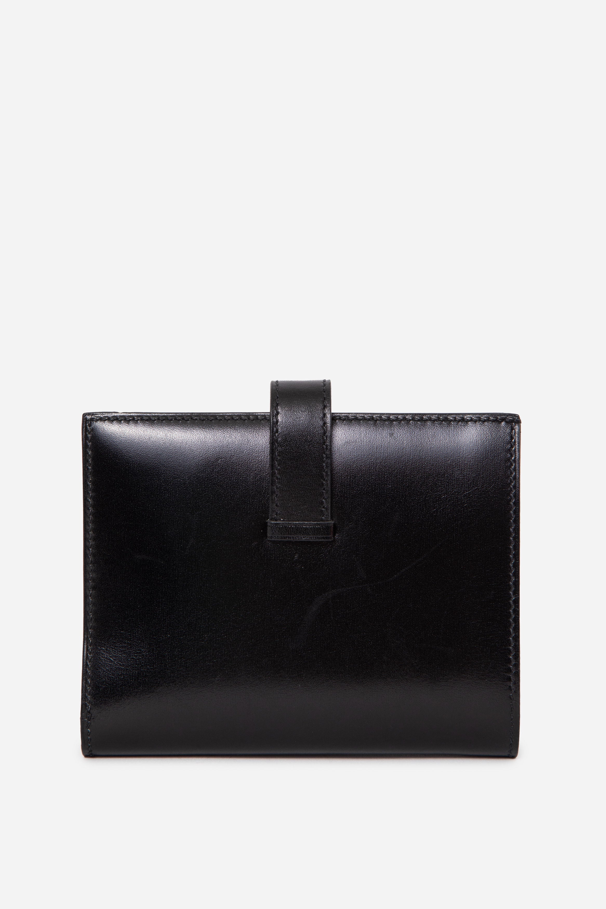 Hermes 2018 Black Box Calfskin Leather Bearn Compact Wallet