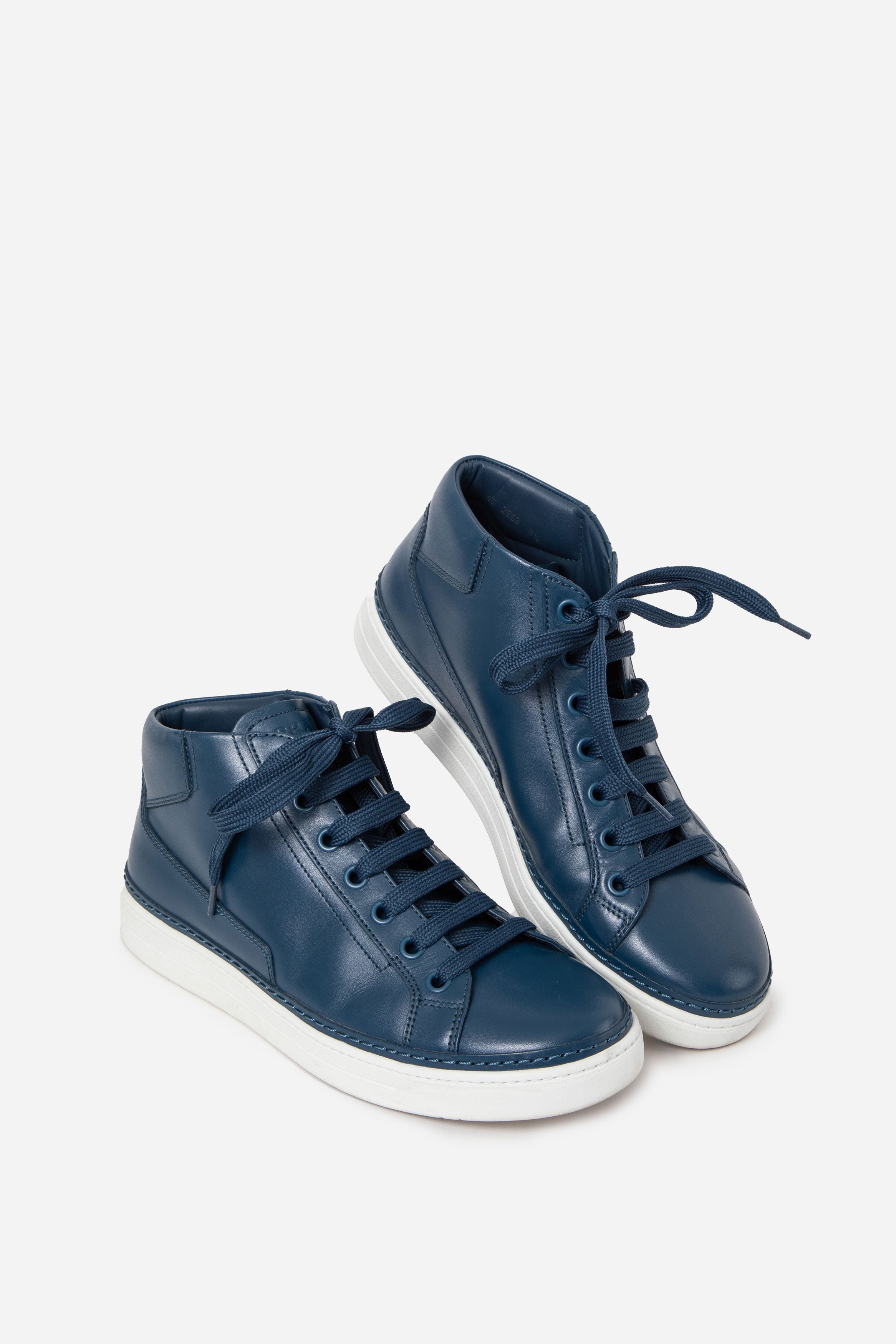 Prada Blue Leather High-Top Sneakers Size 8.5