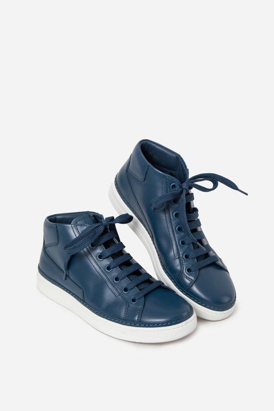 Prada Blue Leather High-Top Sneakers Size 8.5