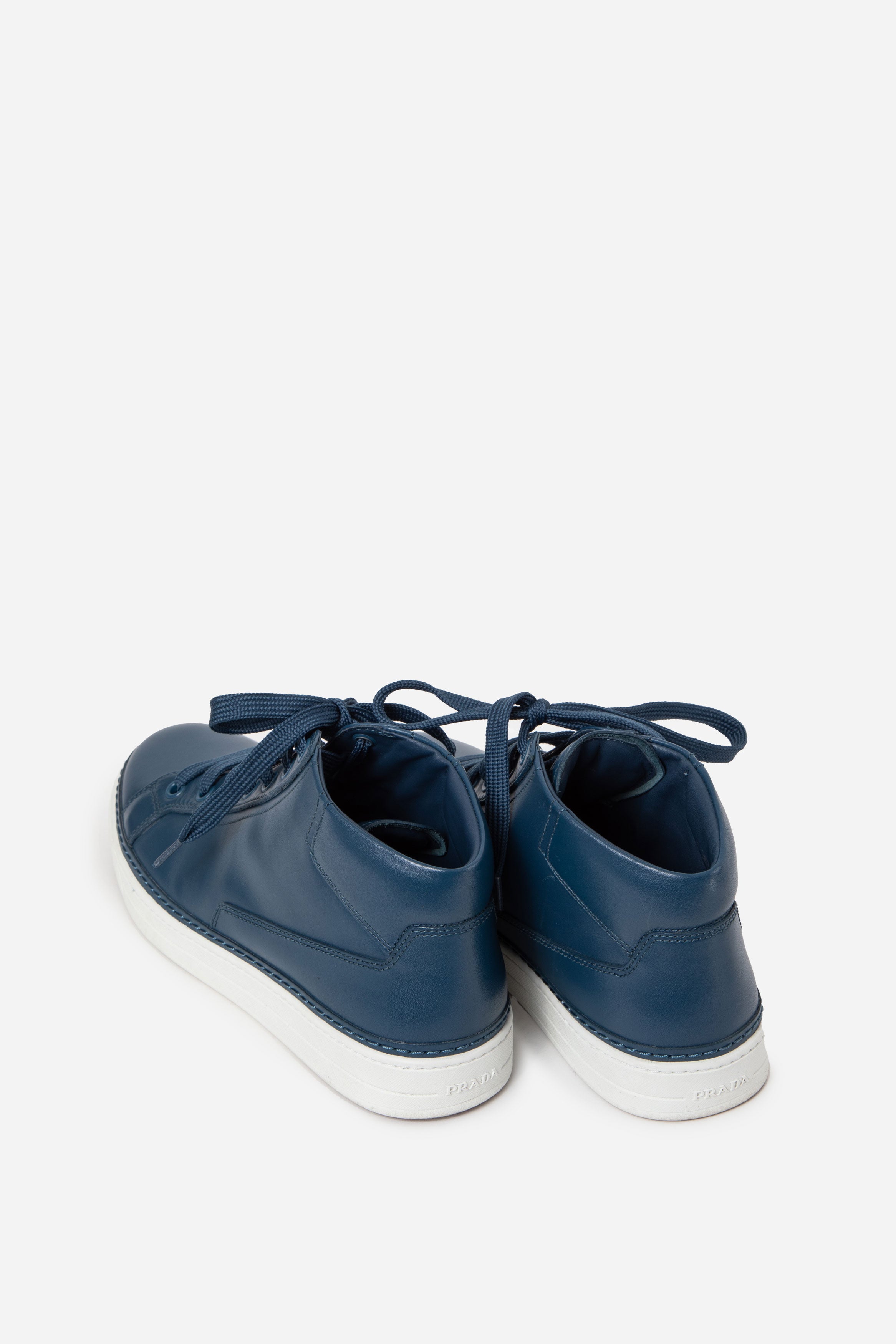 Prada Blue Leather High-Top Sneakers Size 8.5