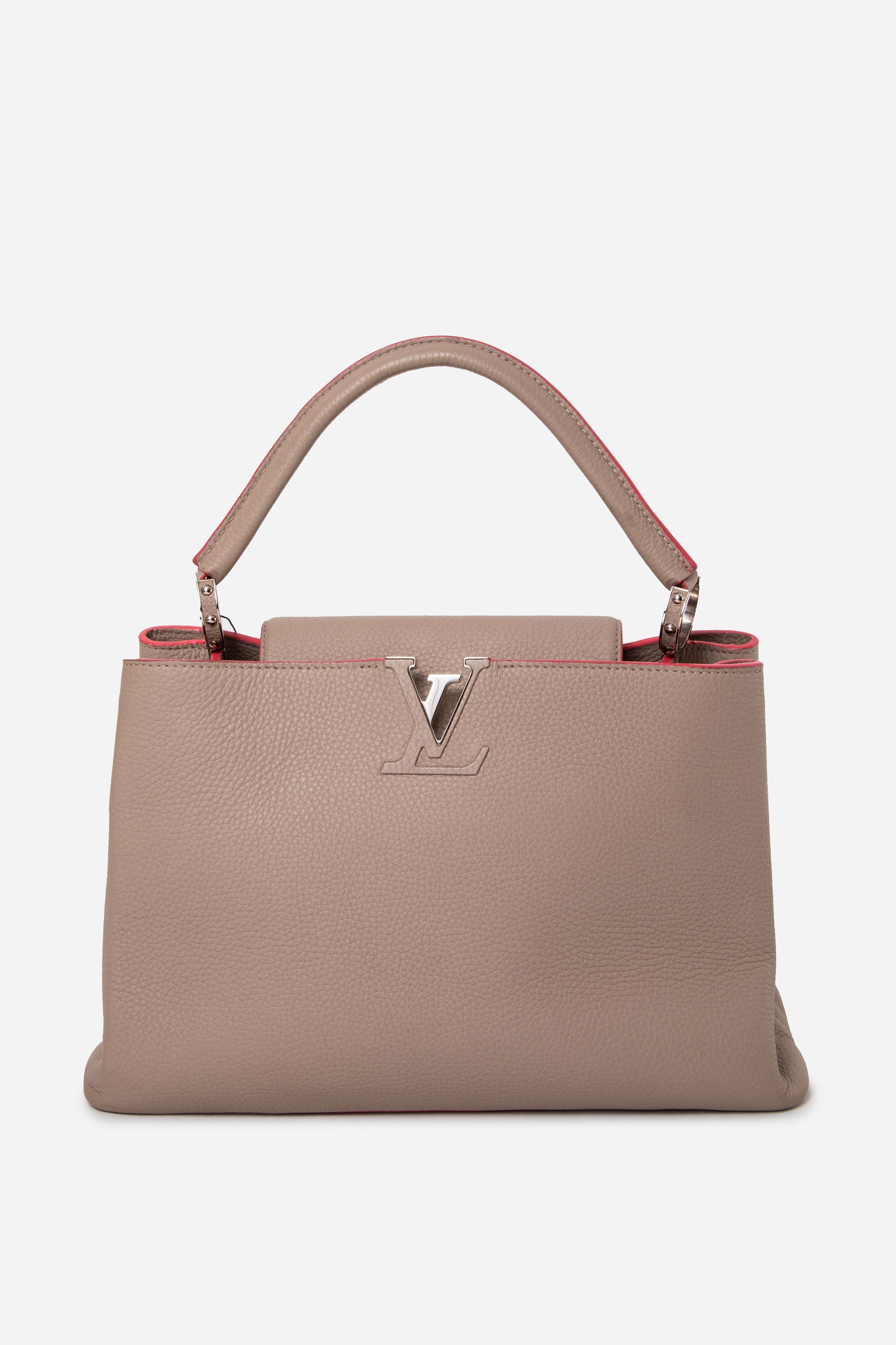 Louis Vuitton 2014 Beige Taurillon Leather Capucines MM Top Handle Bag