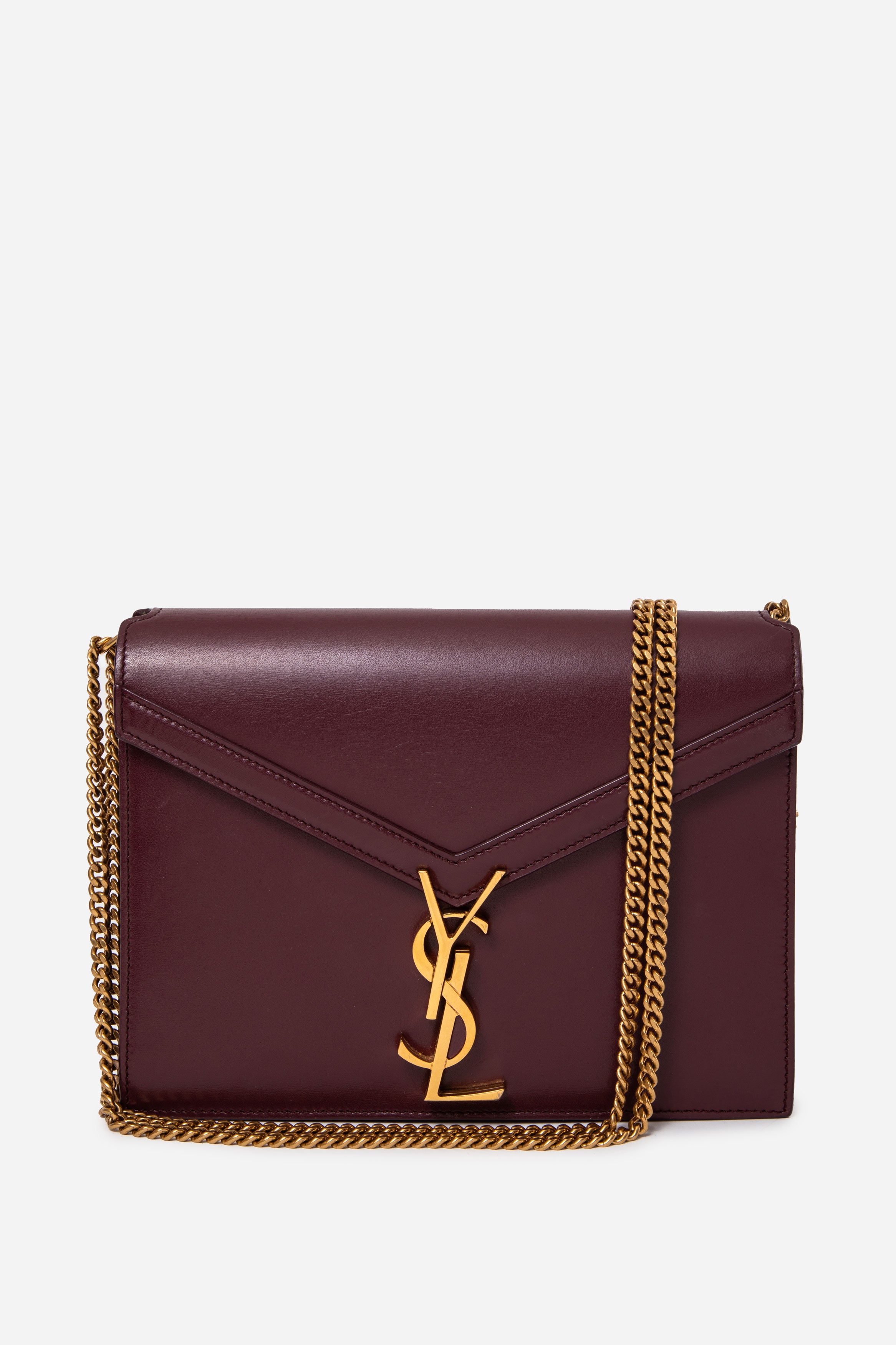 Saint Laurent Red Smooth Calfskin Cassandra Chain Bag