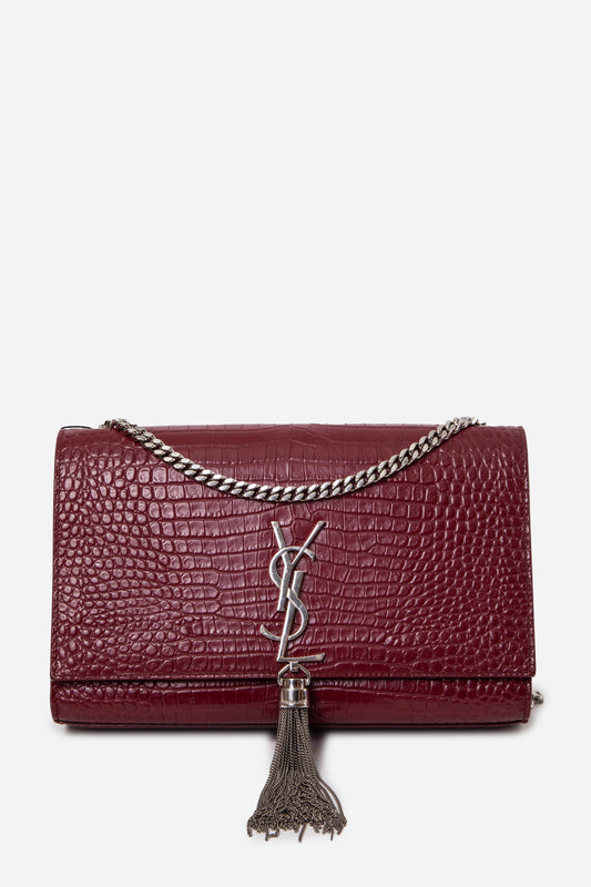 Saint Laurent Calfskin Crocodile Embossed Medium