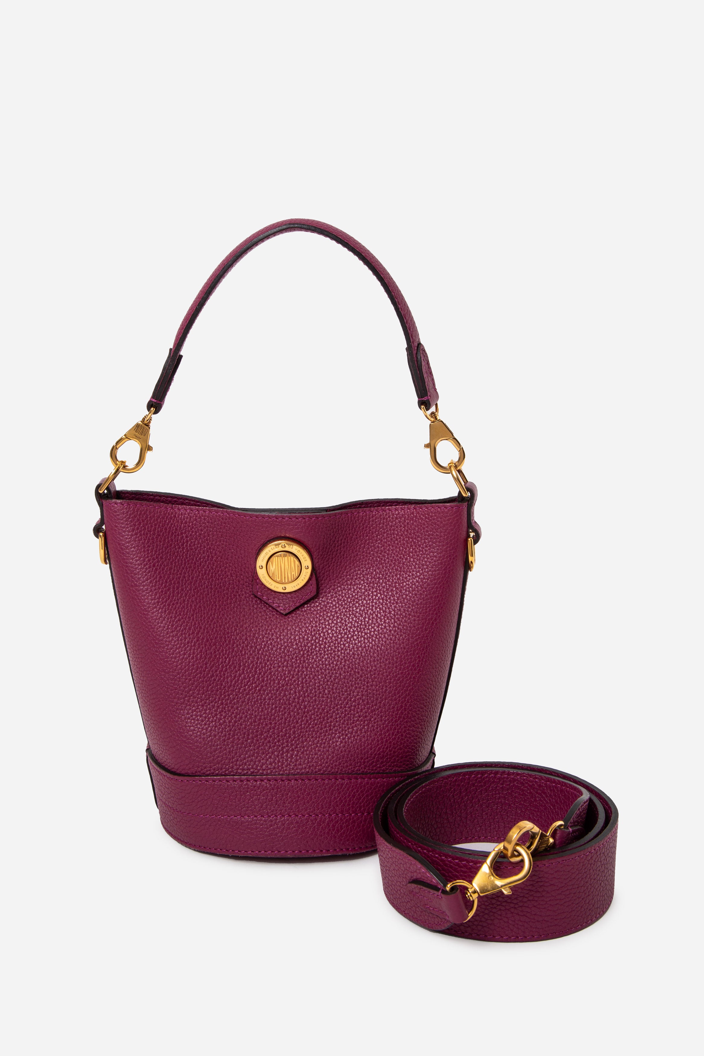 Moynat Purple Grained Calfskin Rubis Bucket Bag