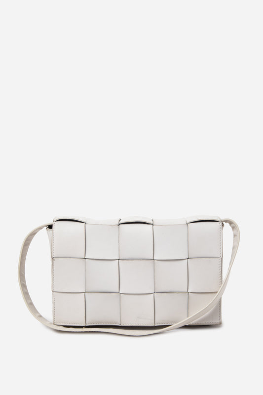 Bottega Veneta White Small Cassette Crossbody