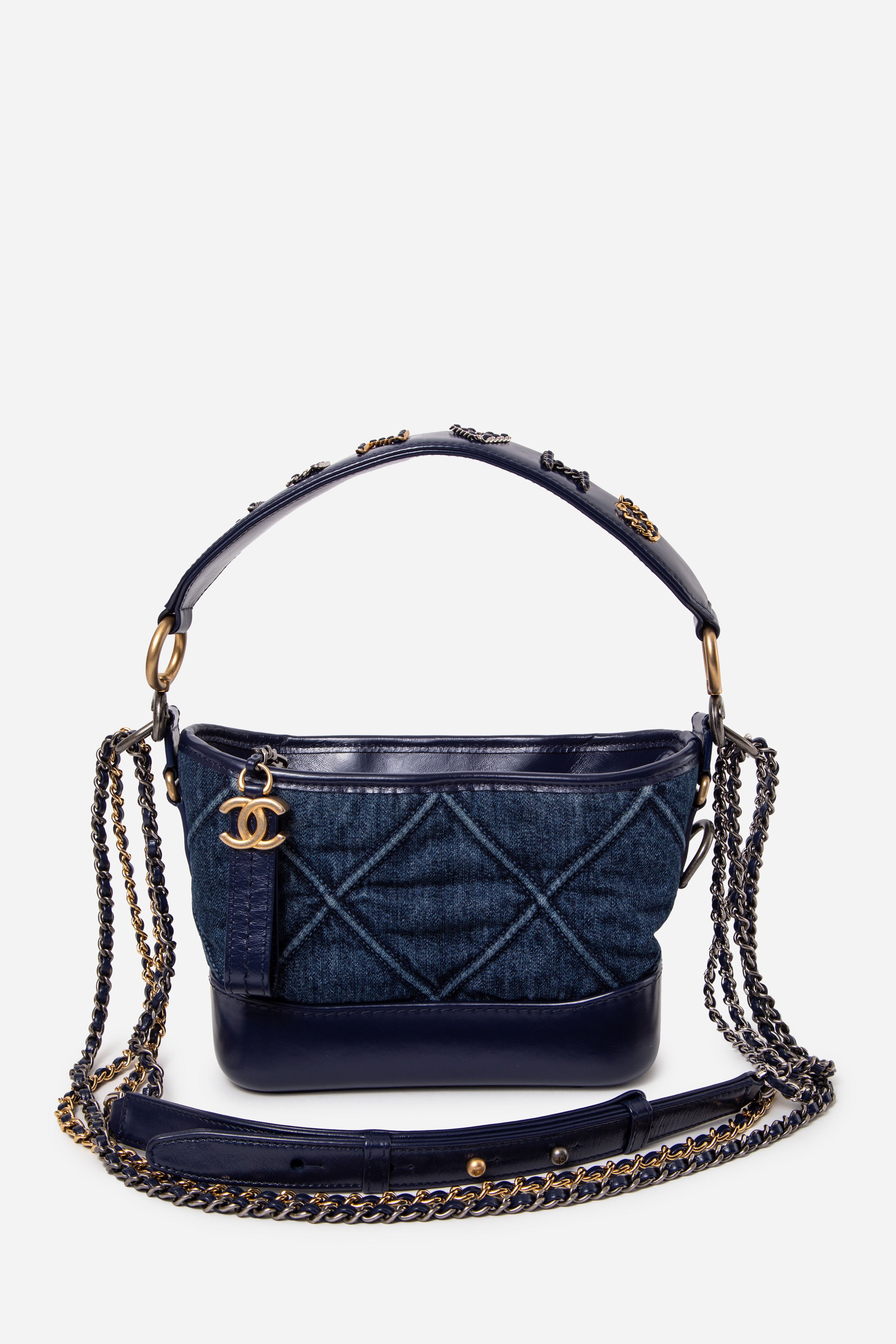 Pre-owned Chanel 2020 Small Denim Gabrielle Denim Hobo Bag
