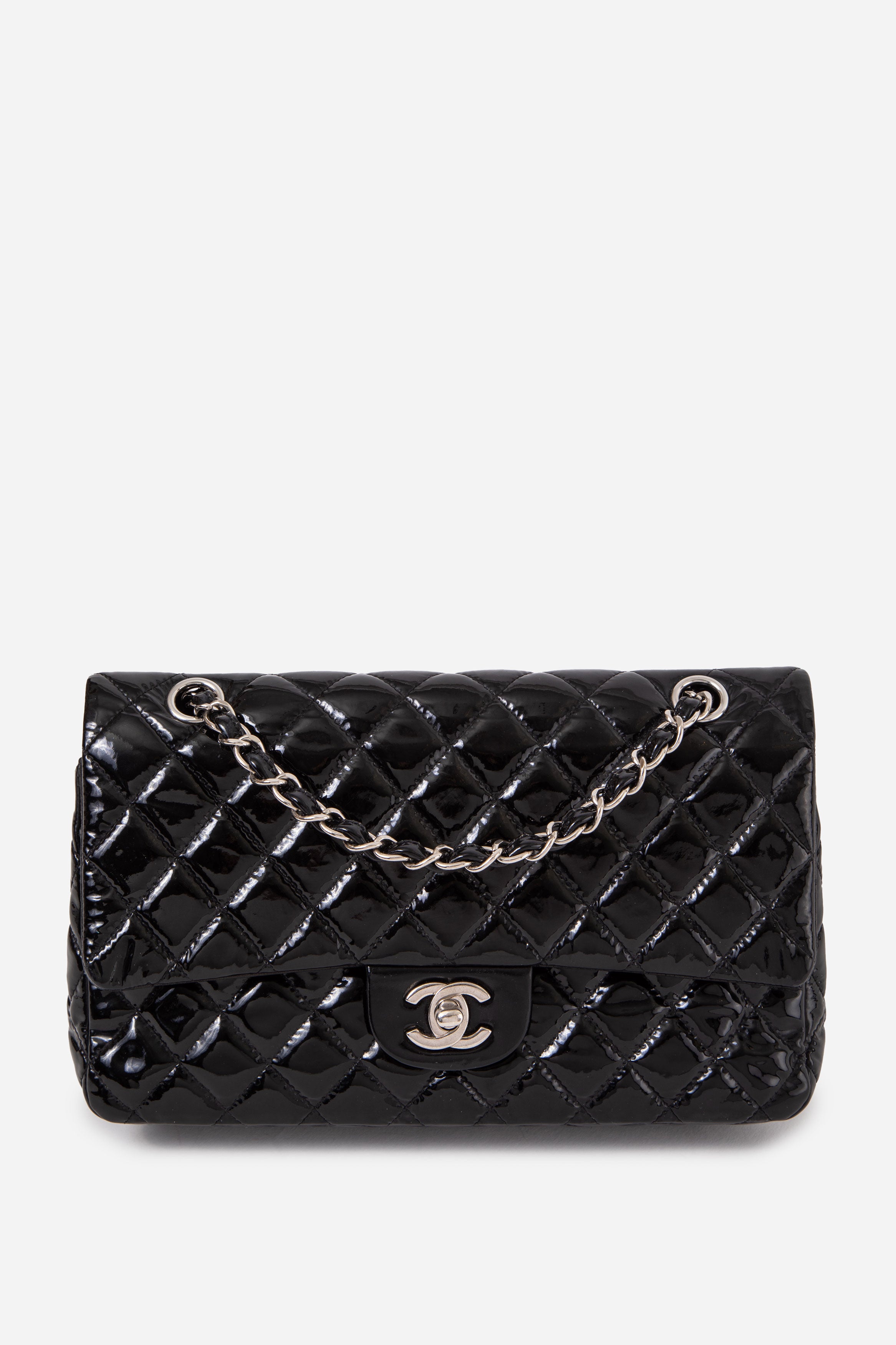 Pre-Owned Chanel Black Medium Patent Classic Double Flap Bag