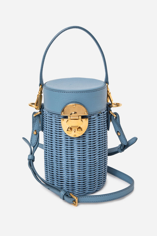 Miu Miu Blue Wicker Barrel Bag