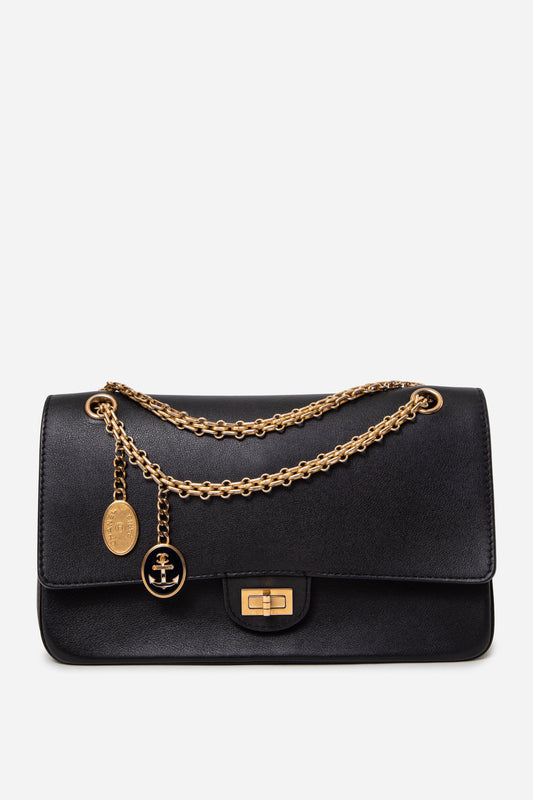 Pre-Owned Chanel Black Medium Calfskin Medallion 2.55 Flap Bag