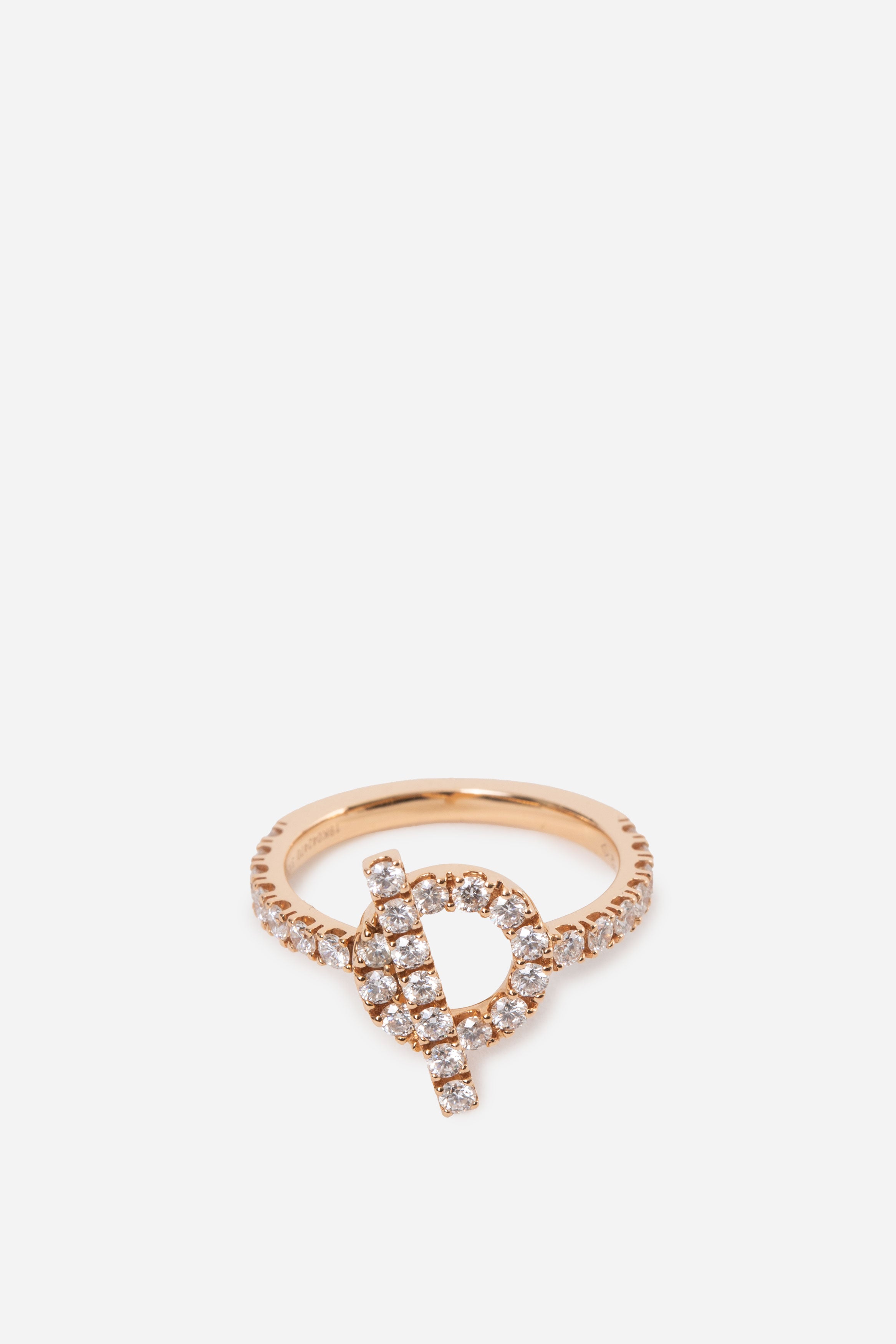Hermes 18K Rose Gold Diamond Finesse Ring Size 52