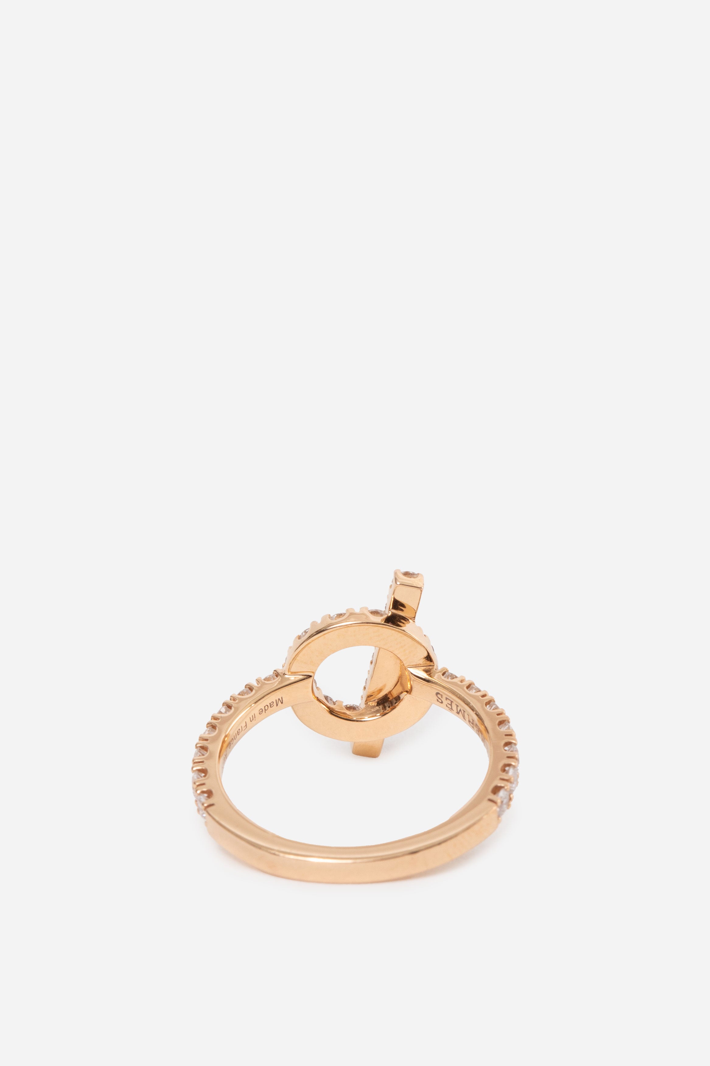 Hermes 18K Rose Gold Diamond Finesse Ring Size 52