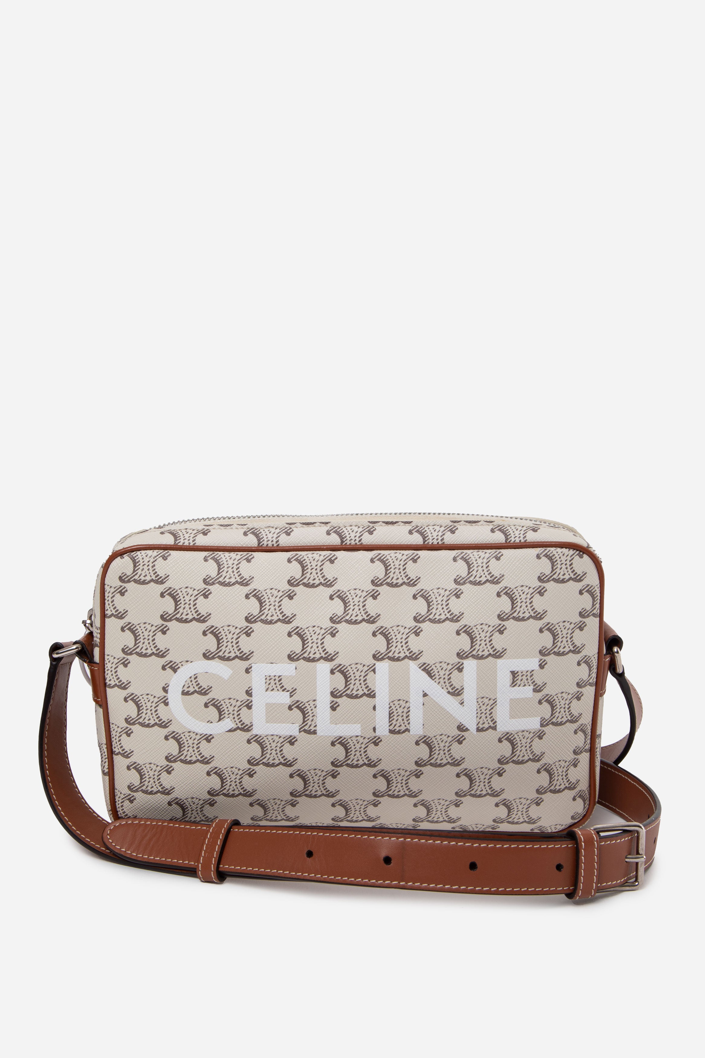 Celine 2023 Triomphe Canvas Medium Messenger Bag White
