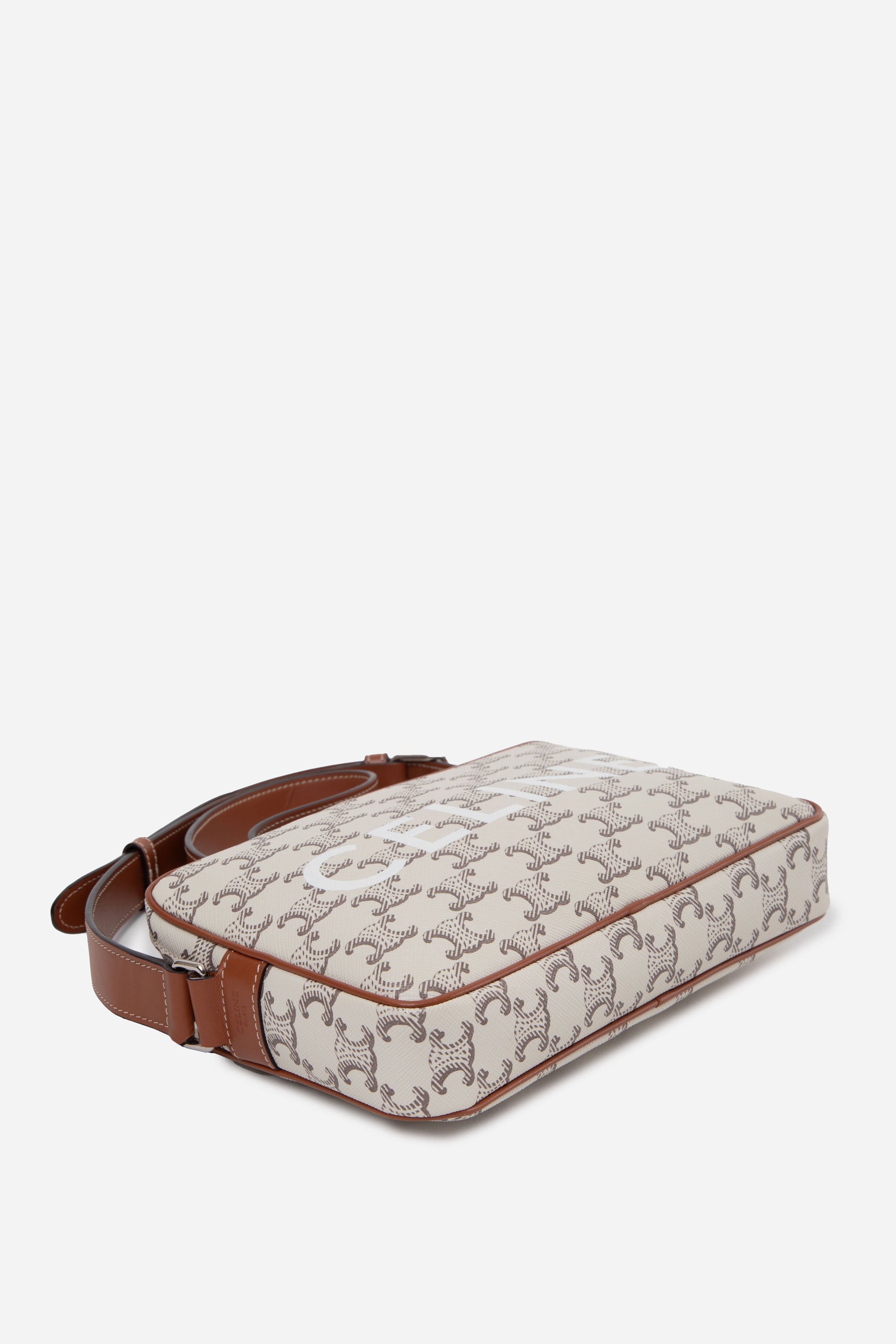 Celine 2023 Triomphe Canvas Medium Messenger Bag White