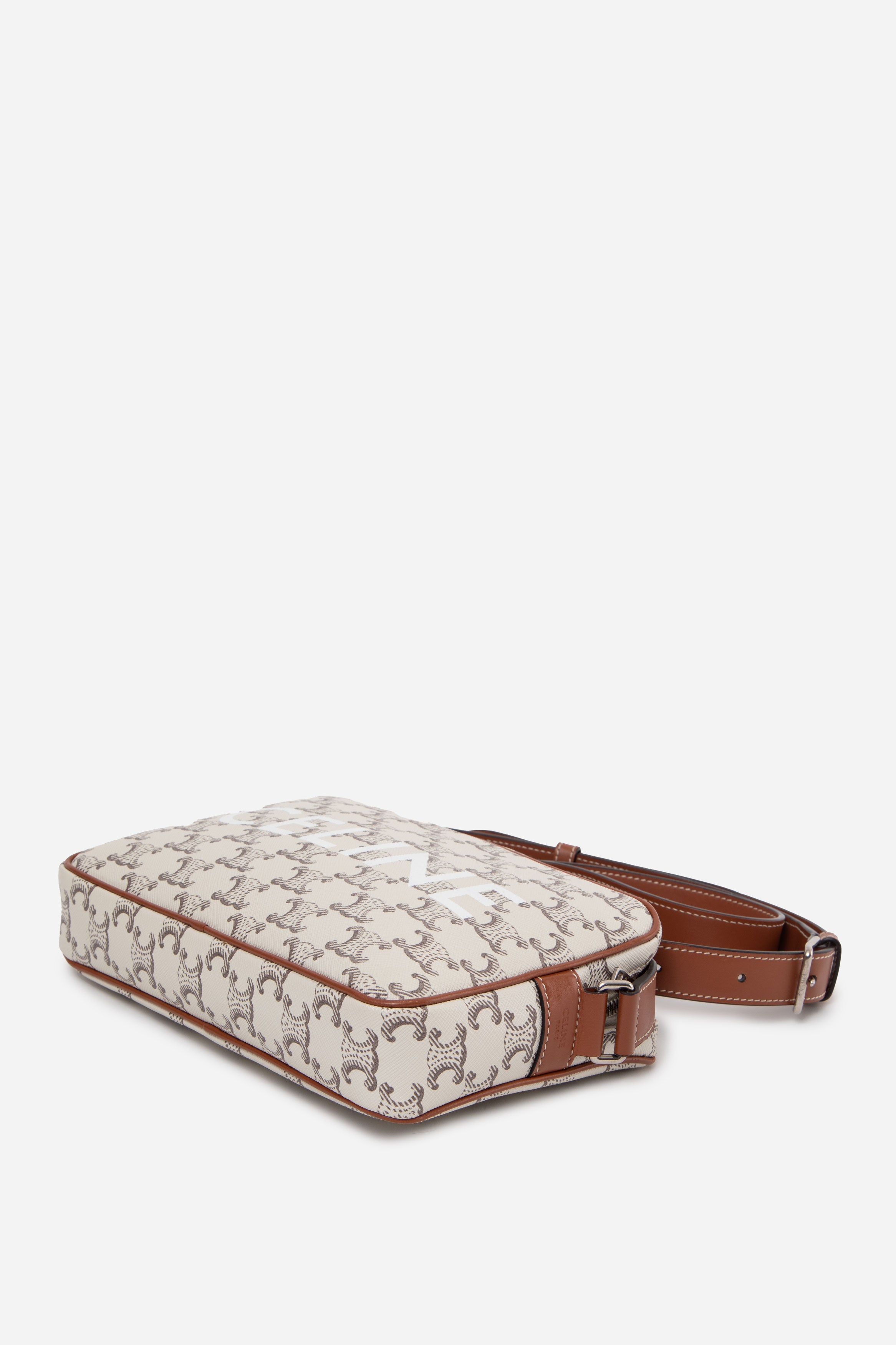 Celine 2023 Triomphe Canvas Medium Messenger Bag White