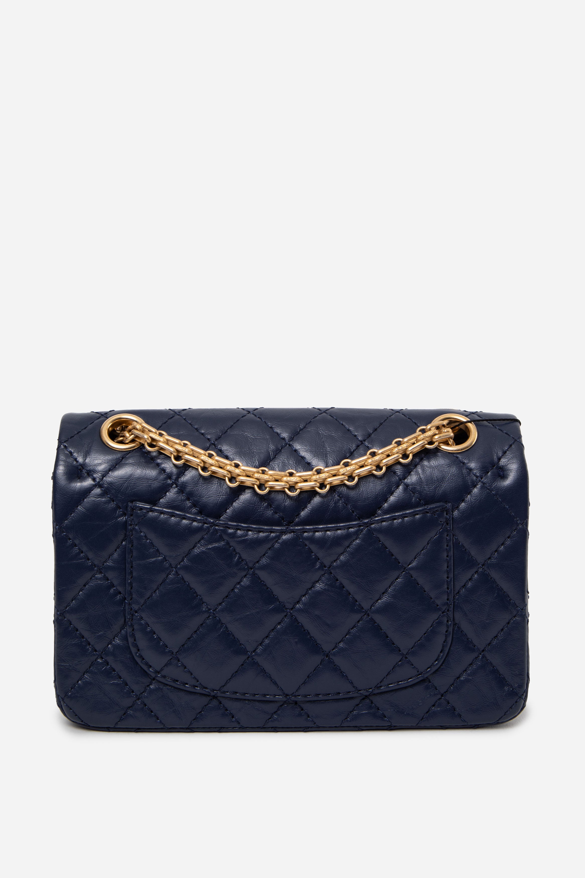 Pre-Owned Chanel 2020 Navy Aged Calfskin Quilted 2.55 Reissue Mini Flap Bag