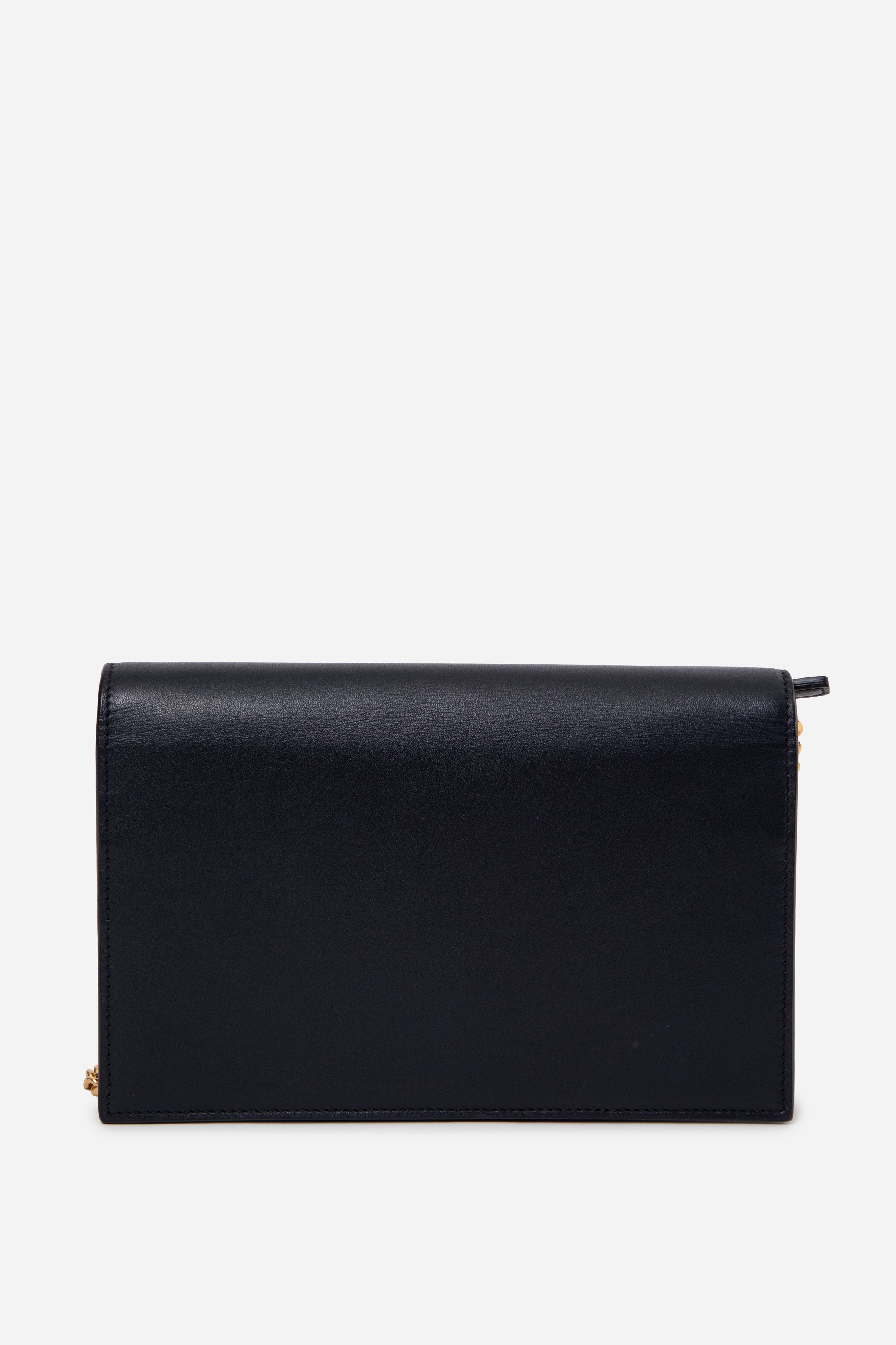 Saint Laurent Navy Smooth Calfskin Kate Tassel Wallet On Chain