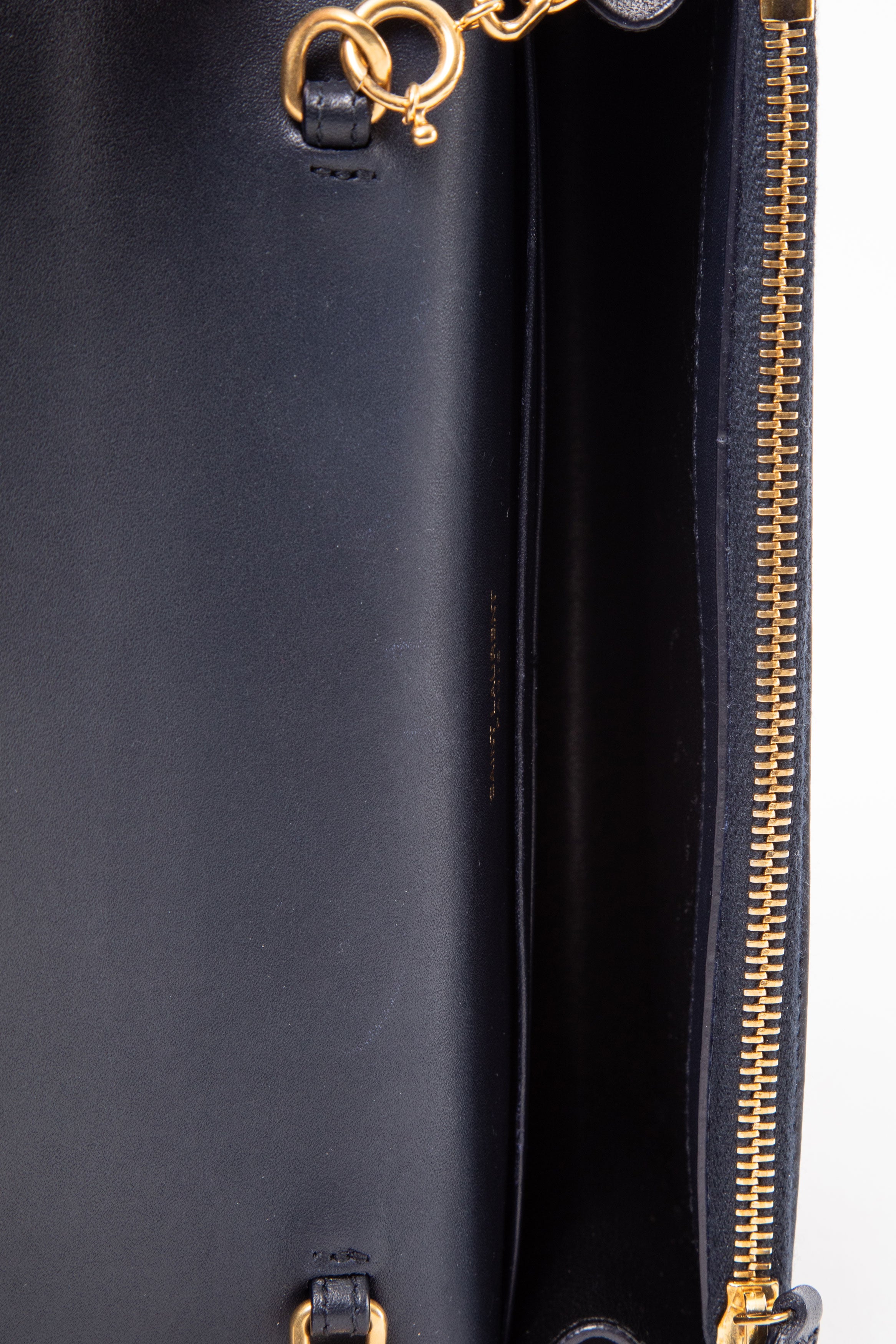 Saint Laurent Navy Smooth Calfskin Kate Tassel Wallet On Chain