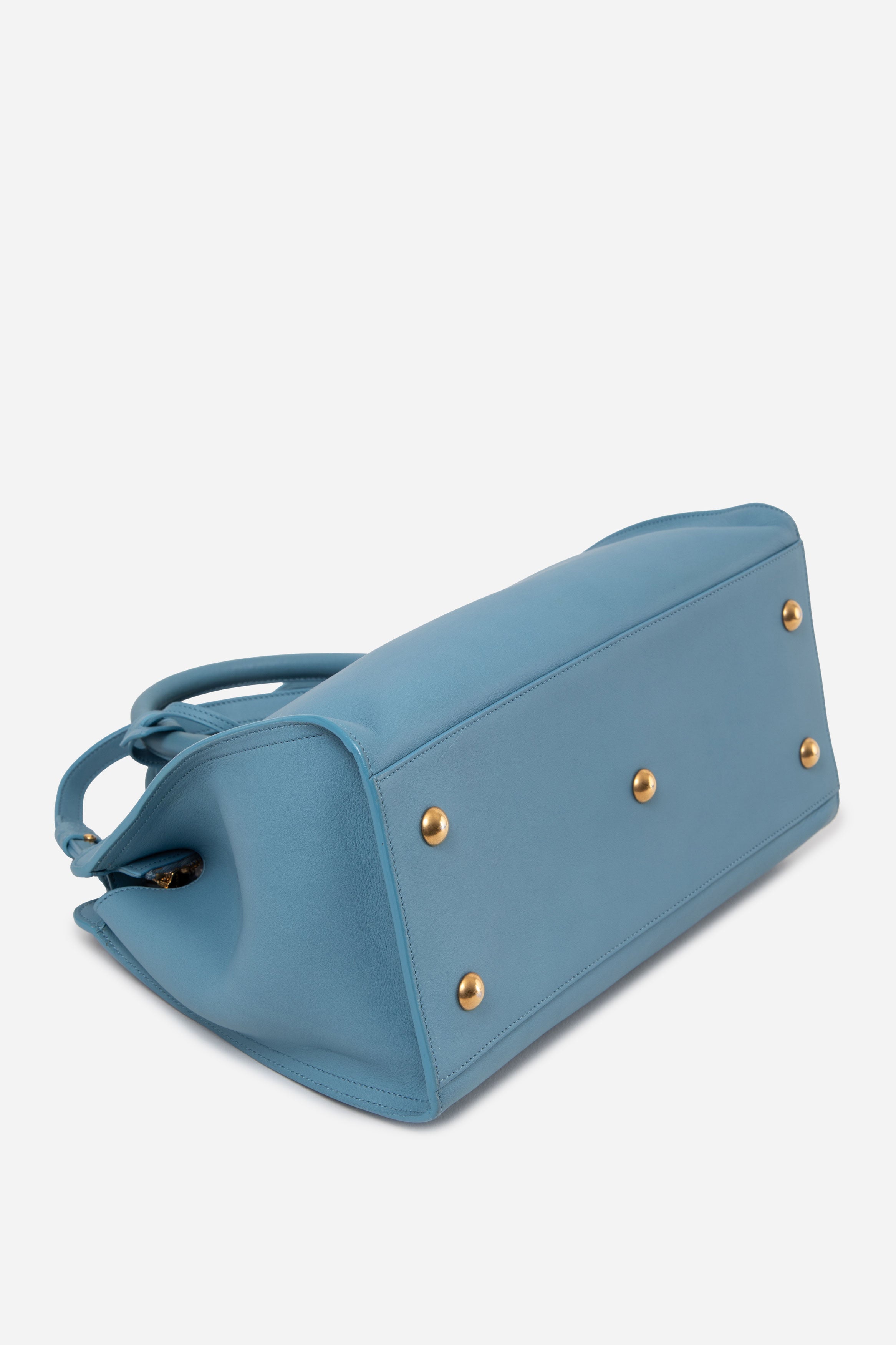 Saint Laurent Calfskin Small Classic Y Cabas Top handle With Strap Blue