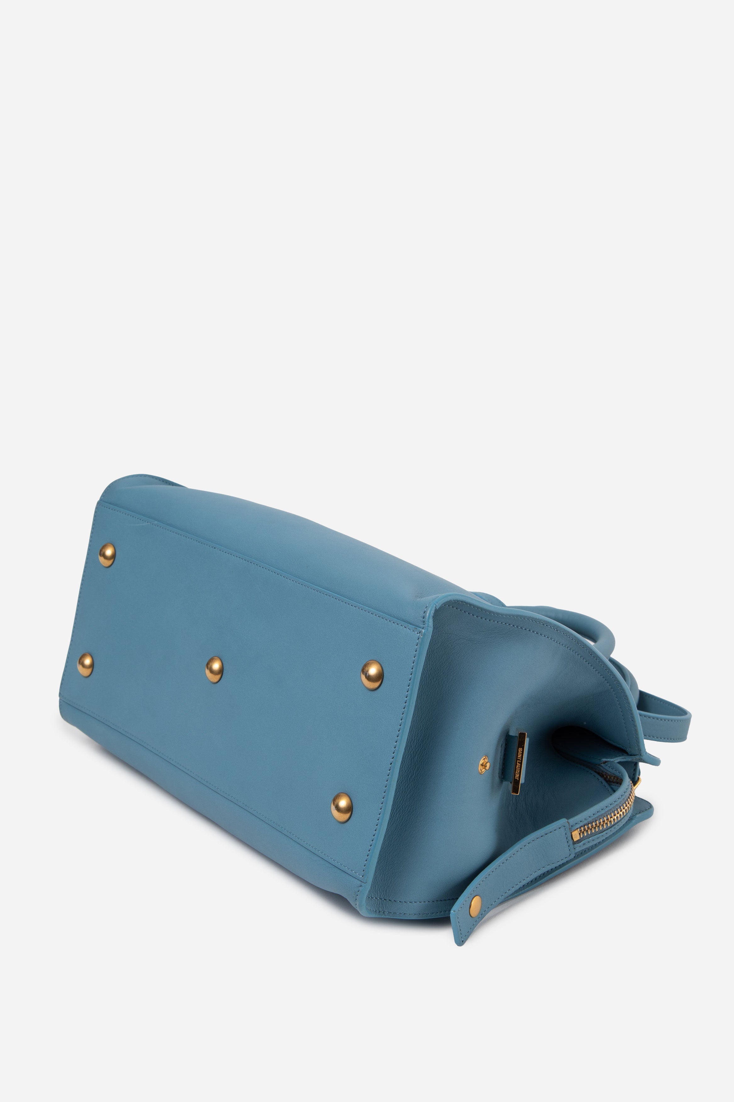 Saint Laurent Calfskin Small Classic Y Cabas Top handle With Strap Blue