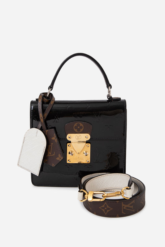 Louis Vuitton 2021 Black Vernis Spring Street Top Handle Bag With Strap