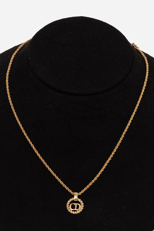 Dior Vintage Gold-Tone CD Round Necklace