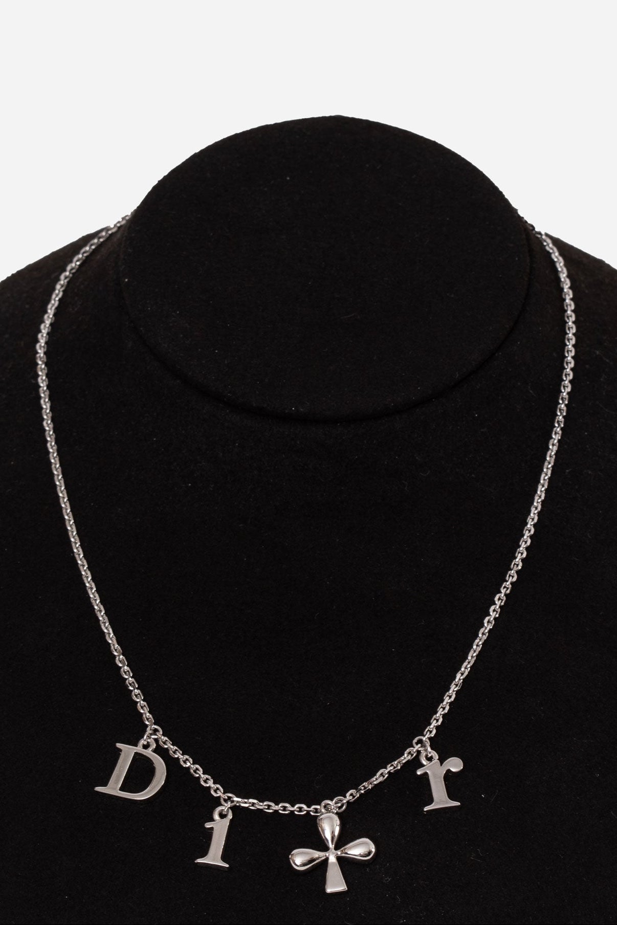 Dior Vintage Letter & Cross Charm Necklace