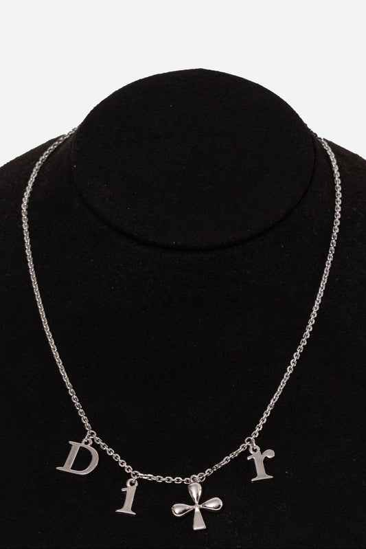 Dior Vintage Letter & Cross Charm Necklace