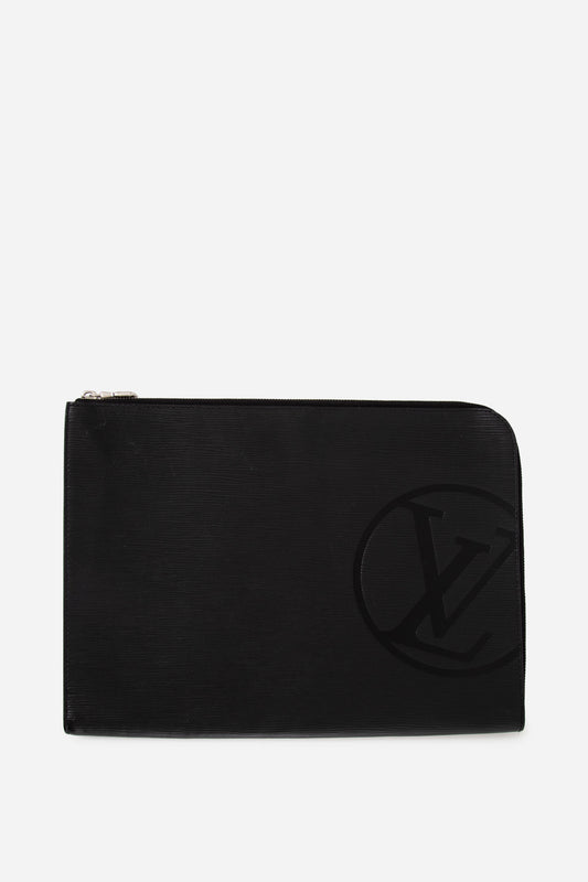 Louis Vuitton Black Epi GM Bolso Clutch Pochette Jour Clutch