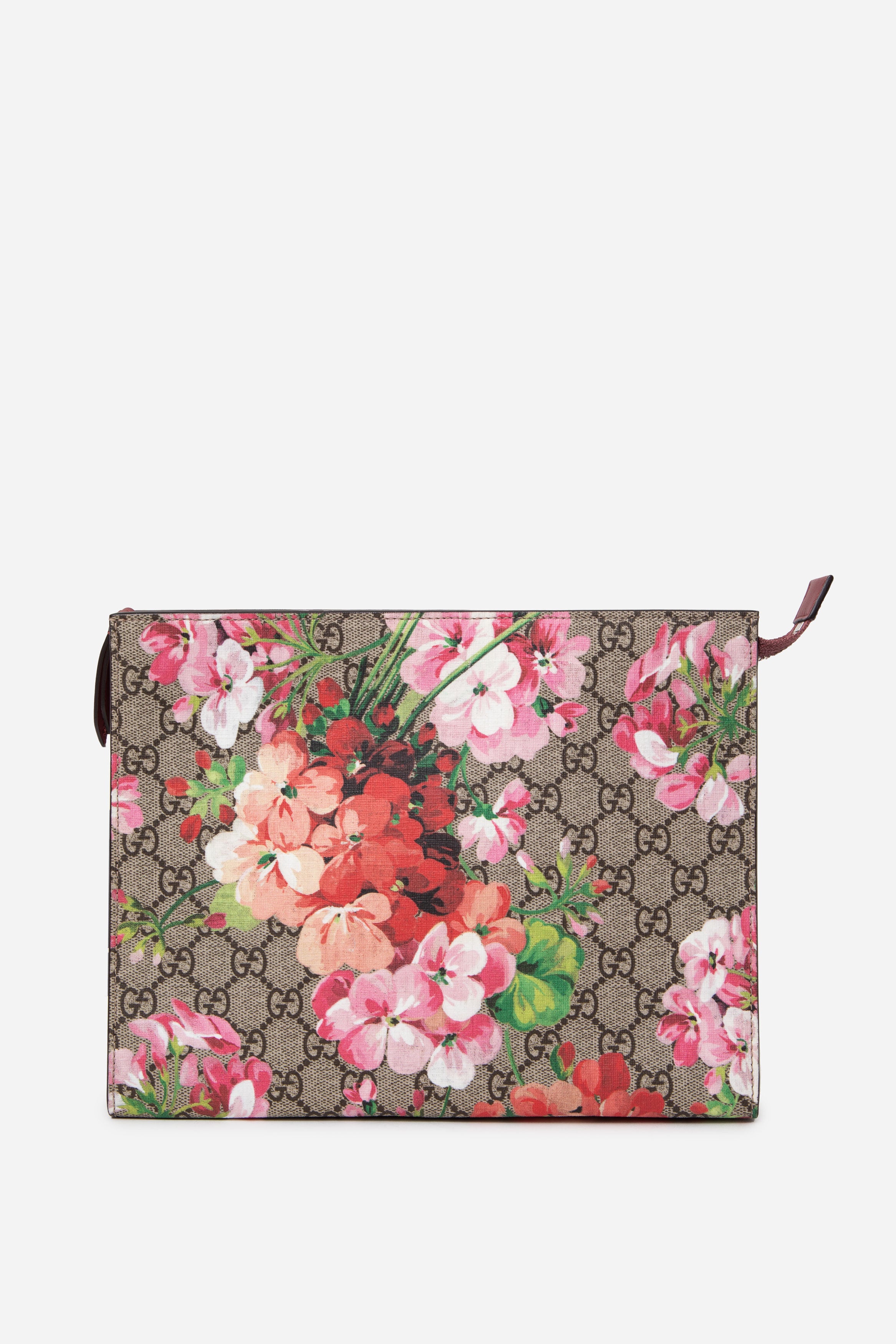 Gucci Multicolor GG Supreme Blooms Printed Canvas and Leather Pouch