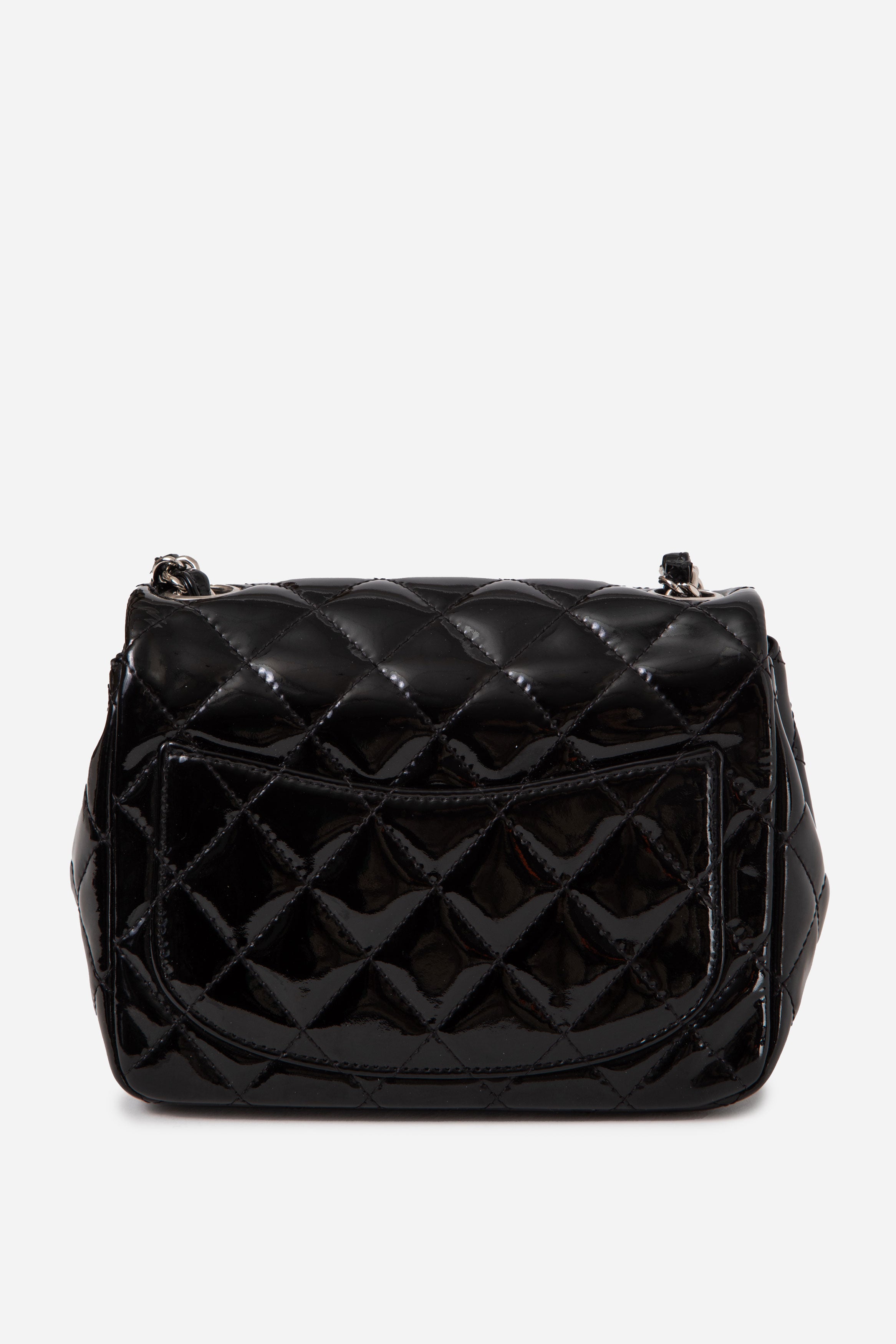 Pre-Owned Chanel Black Patent 2014-2015 Mini Square Crossbody Bag