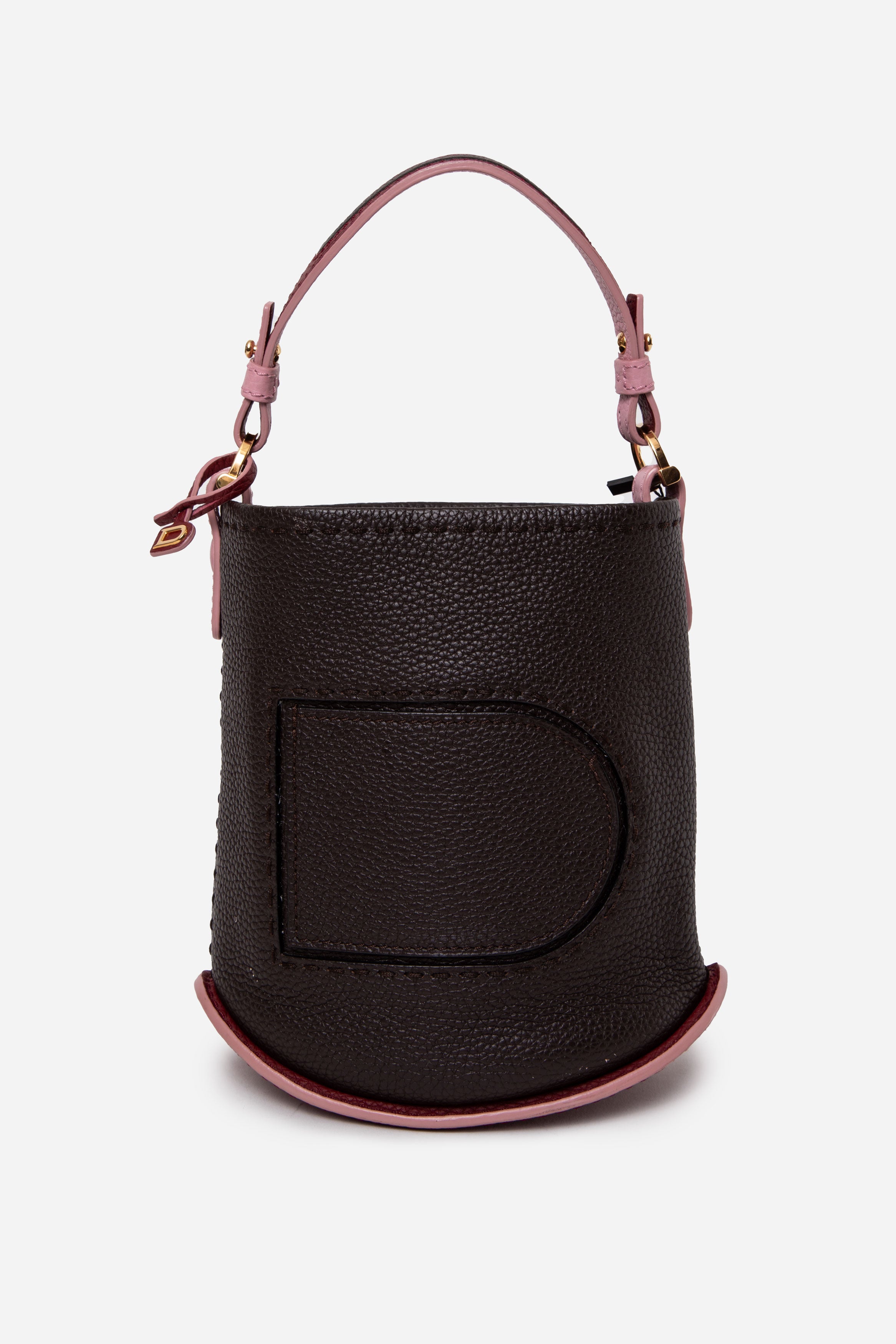 Delvaux Black/Purple Calfskin Leather Pin Mini Bucket Bag